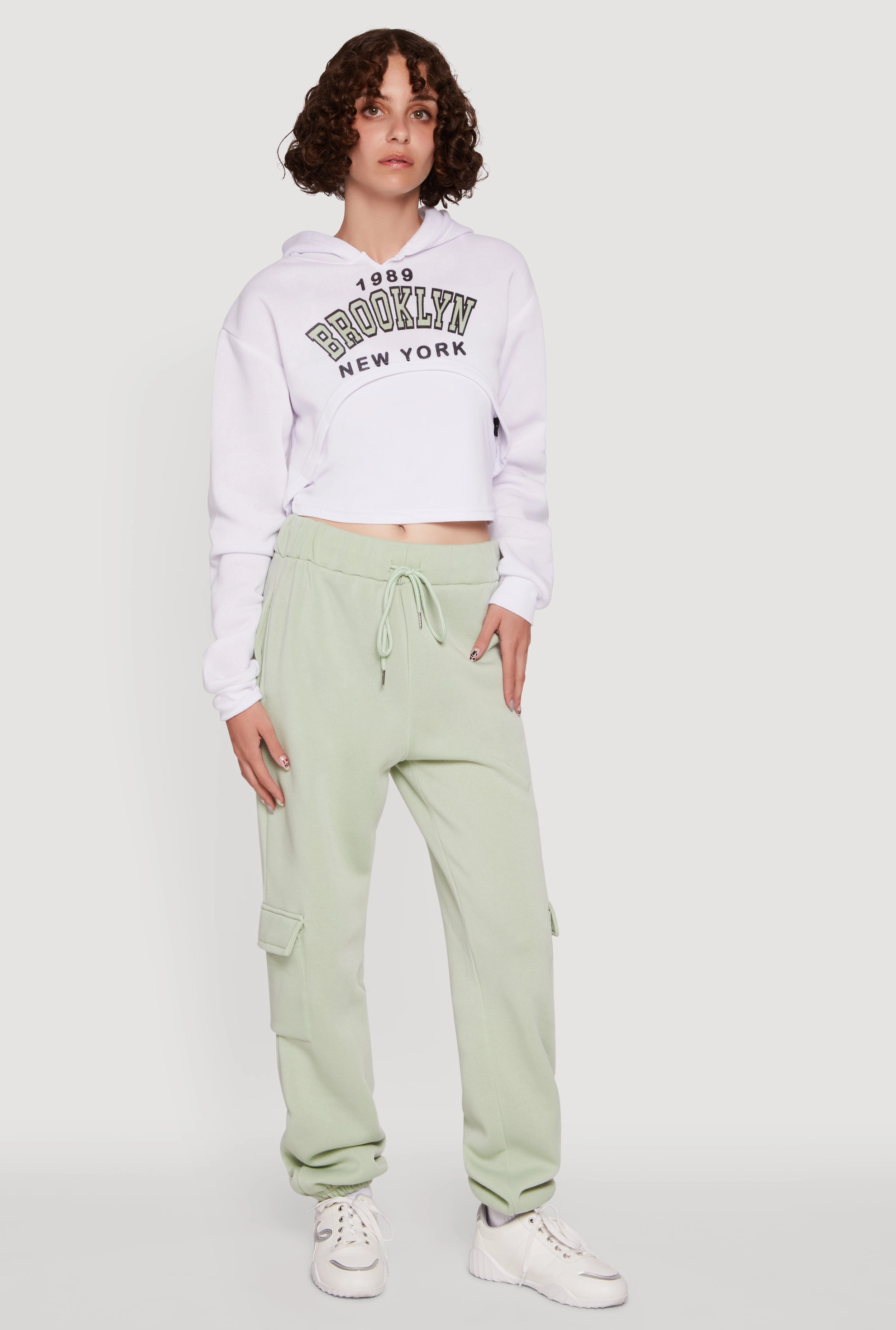 Glossy 1989 Brooklyn Hooded Shrug Sweatshirt and Caged Back Cami