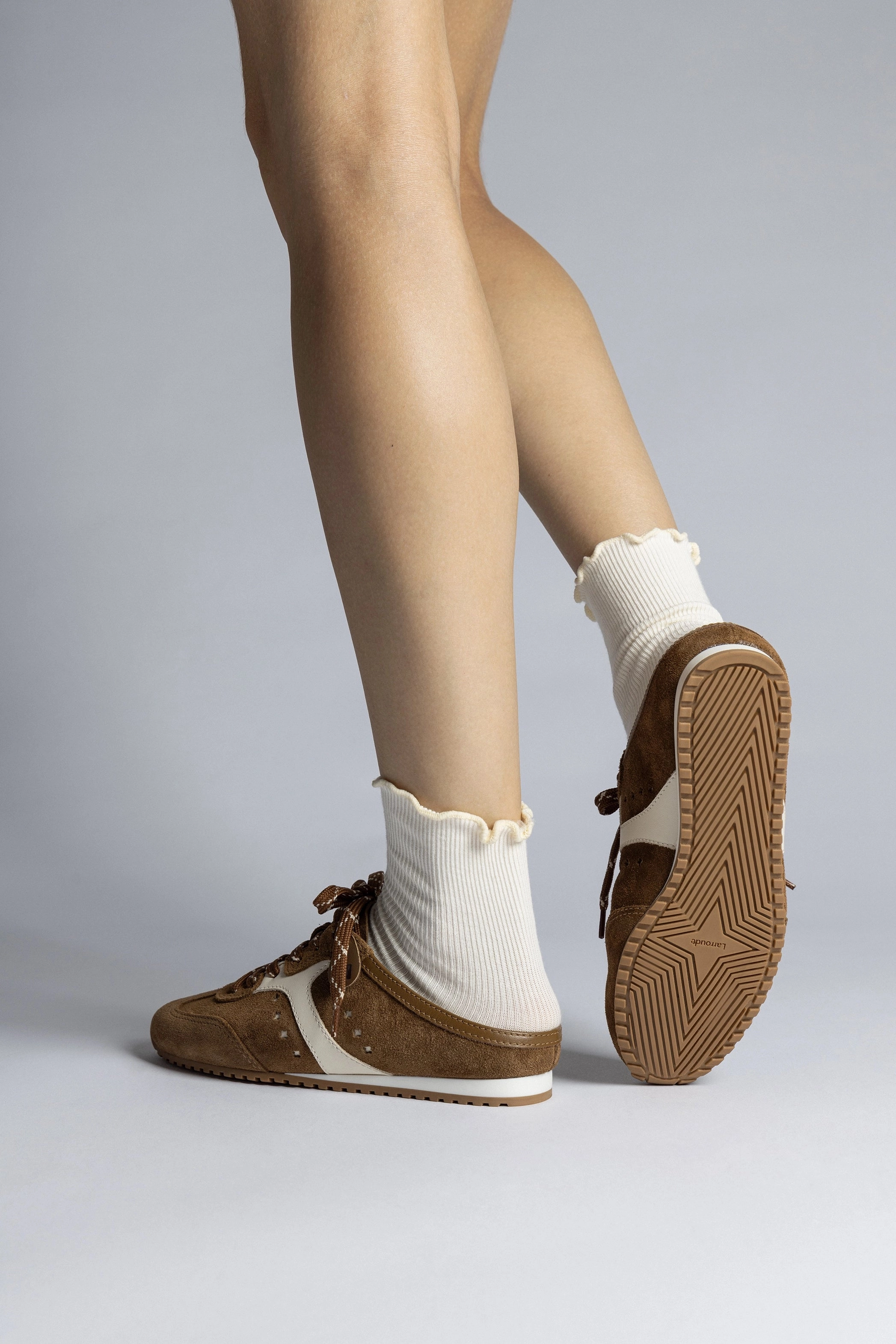 Stella Mule In Russet Suede and Ivory Leather Trend-setting sole