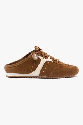 Ground Control Stella Mule In Russet Suede and Ivory Leather