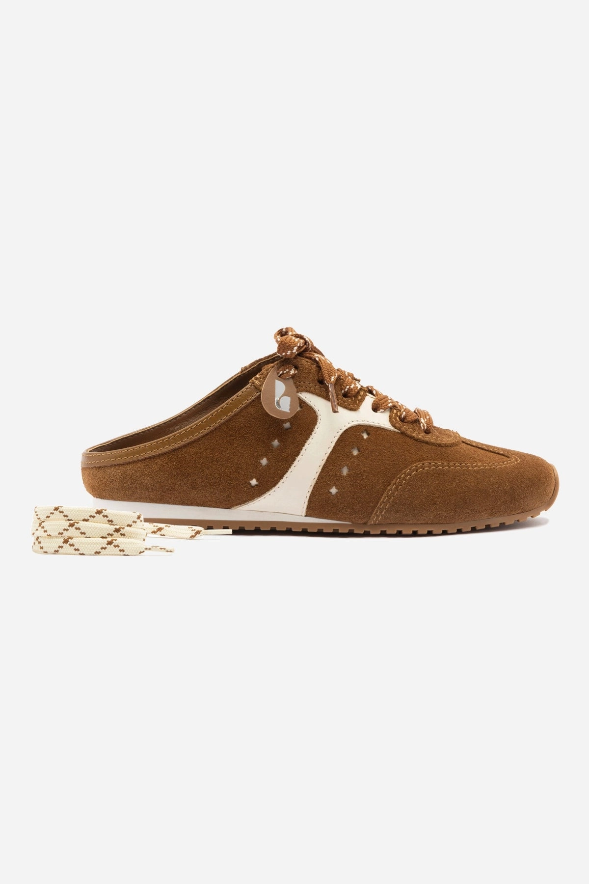 Stella Mule In Russet Suede and Ivory Leather Vibrant Design Water Resistant Material