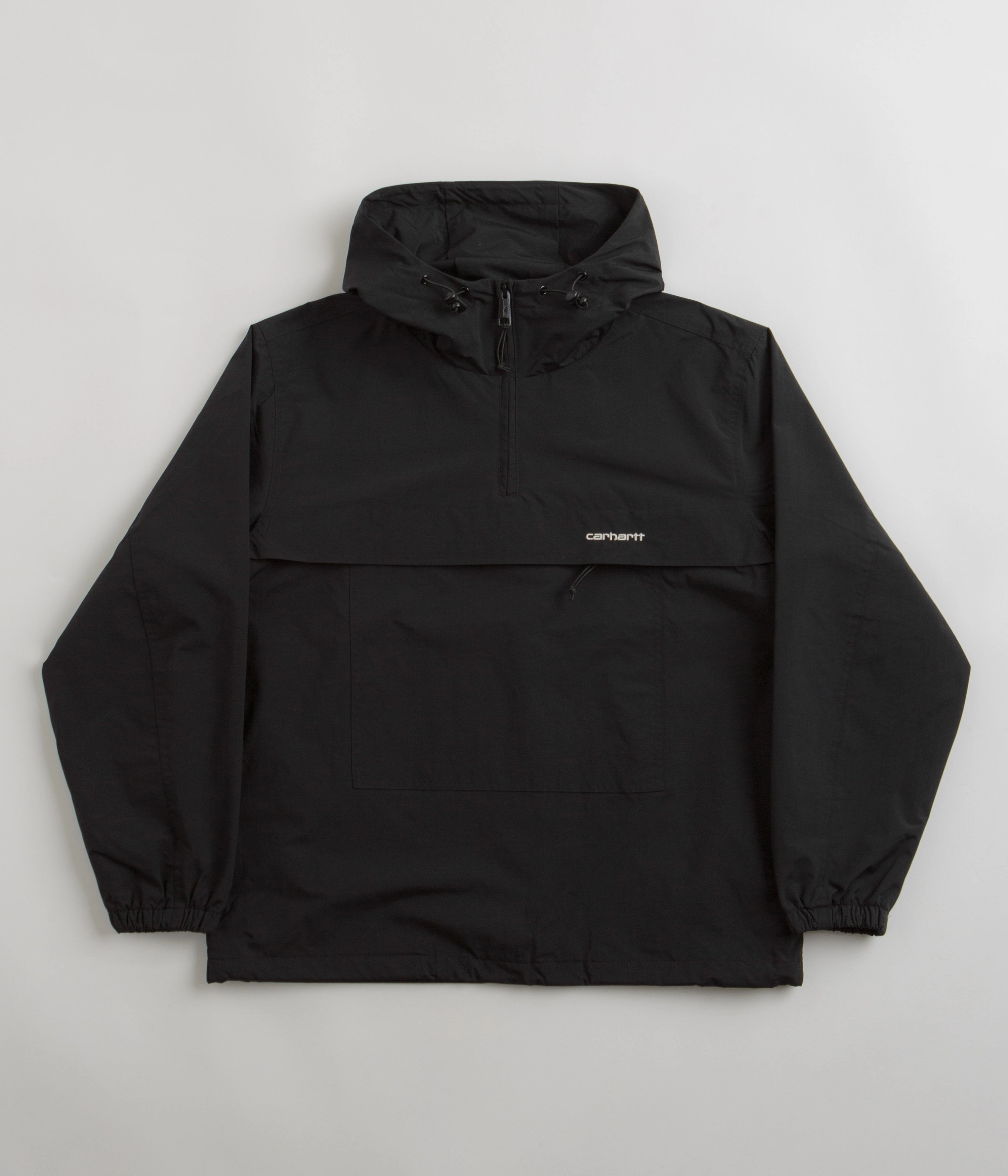 Relaxed Fit Structure Carhartt Summer Windbreaker Pullover Jacket - Black / White