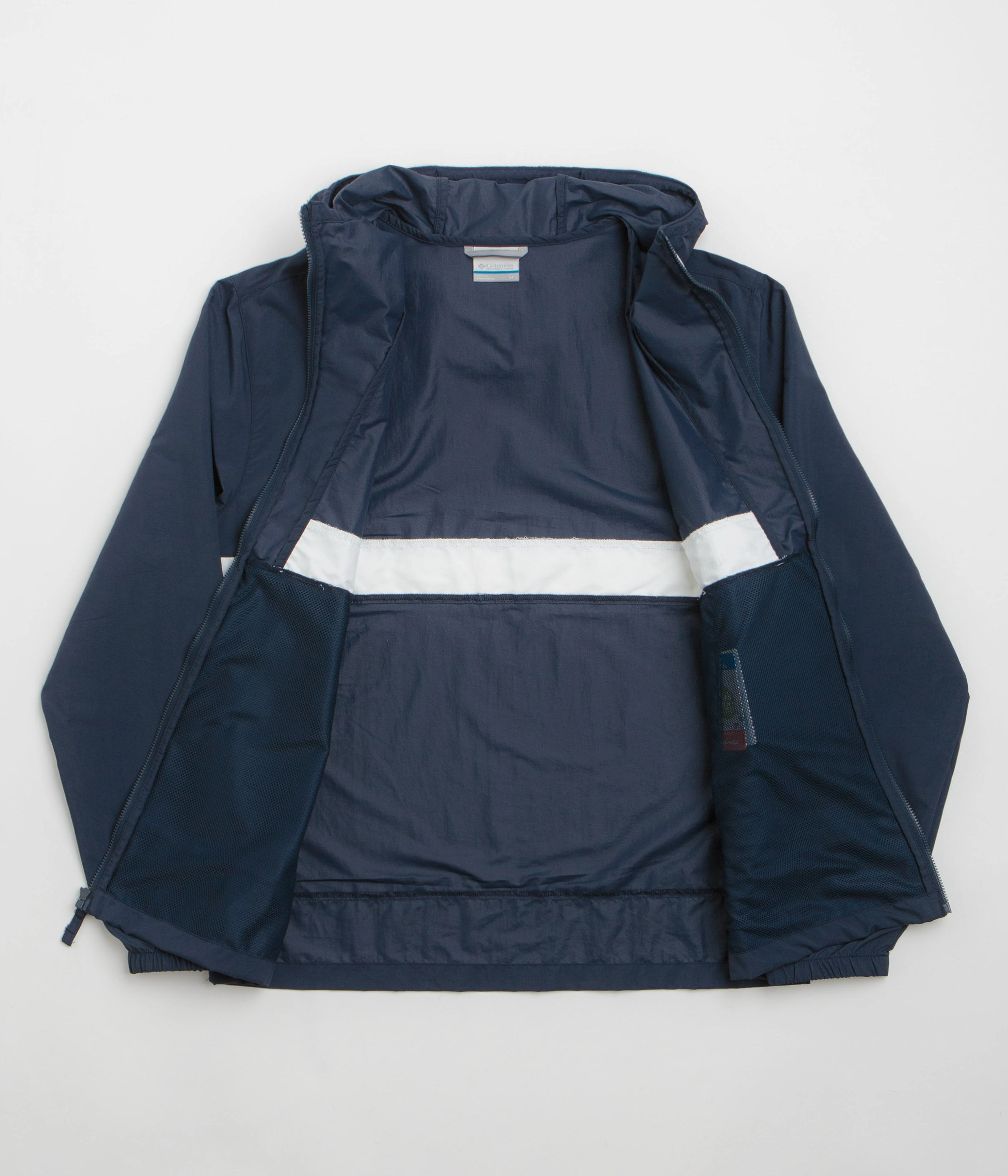 Anti Pilling Fabric Cuffs Adjust Columbia Spire Valley Hooded Windbreaker Jacket - Collegiate Navy / White