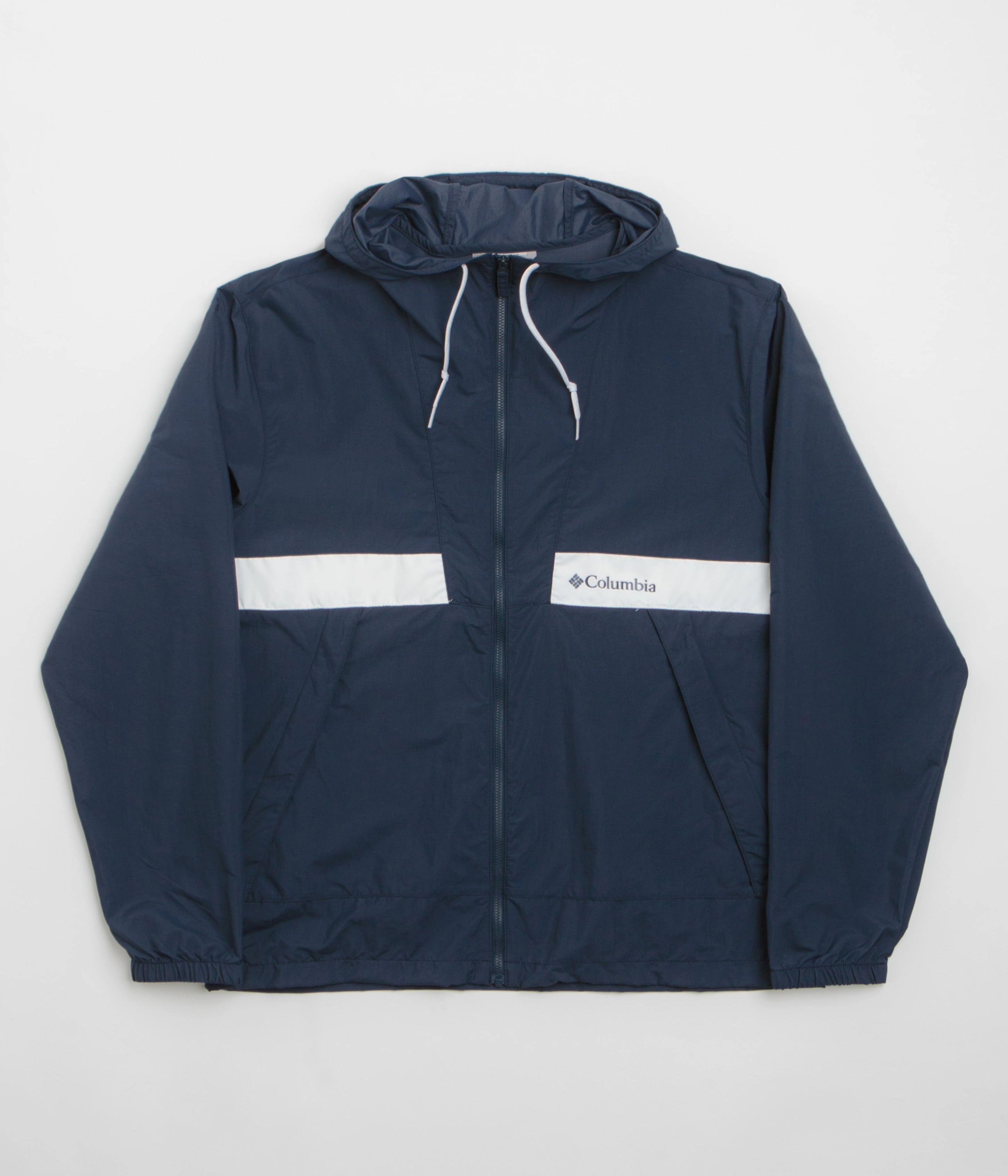 Columbia Spire Valley Hooded Windbreaker Jacket - Collegiate Navy / White Water resistant coating AntiStaticFinish