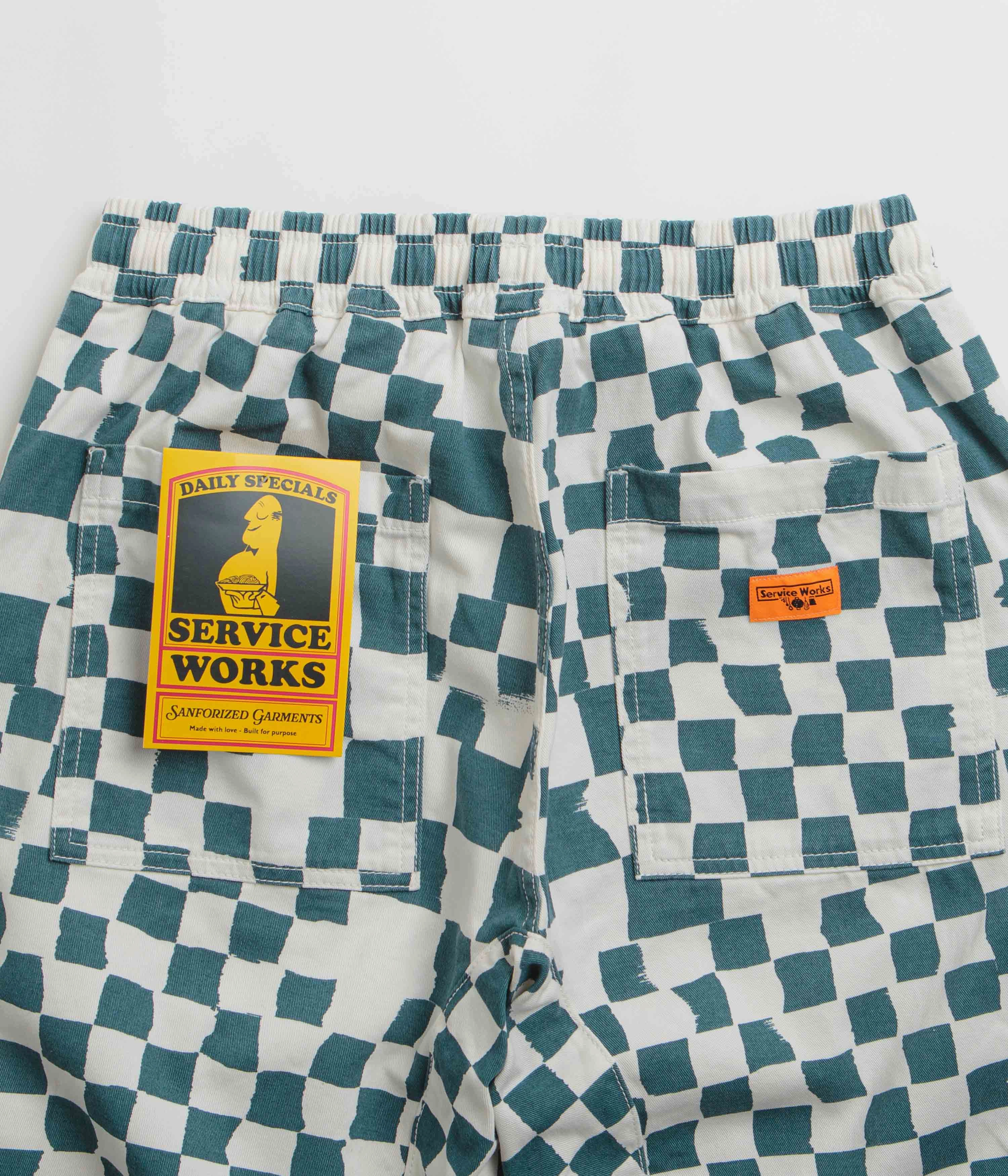 Tough Wear Service Works Printed Chef Pants - Teal Checker