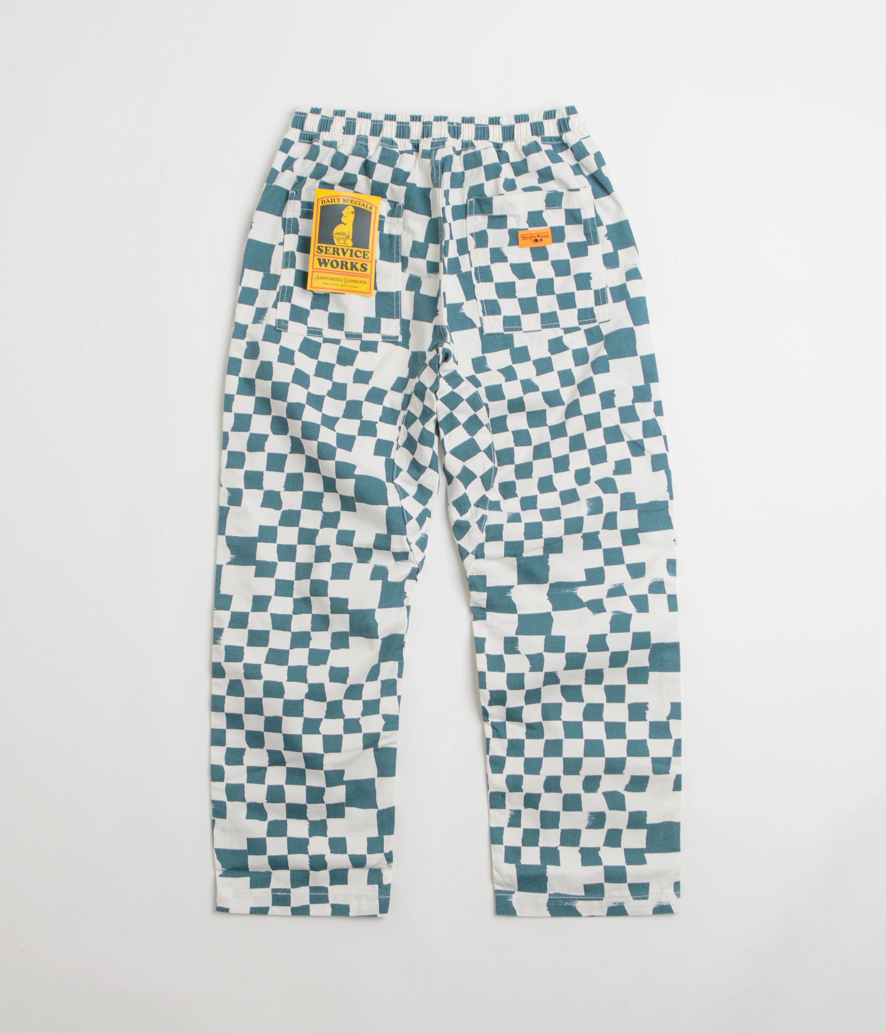 Service Works Printed Chef Pants - Teal Checker CompressionFitFabric Moisture control