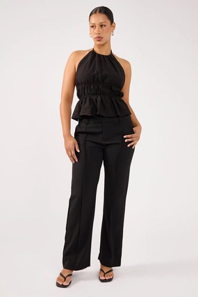 LightweightComfort Sleek lines Perfect Stranger Nylah Low Rise Pintuck Tailored Pant Black
