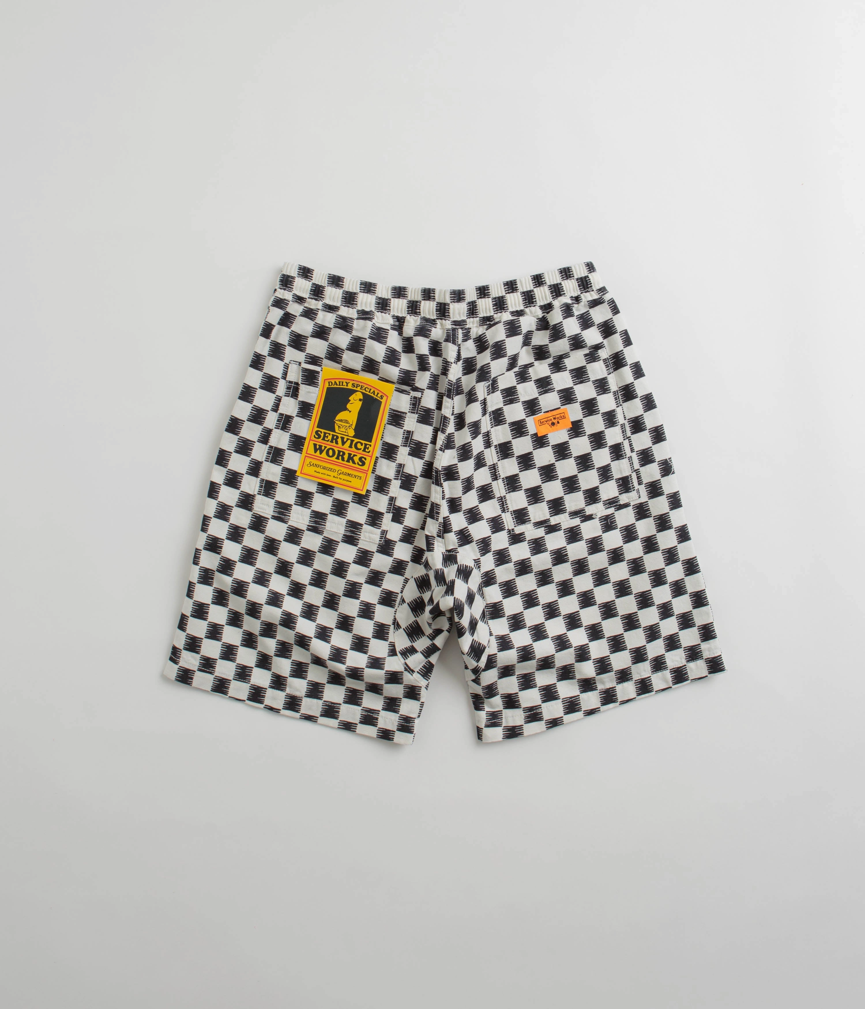 Service Works Classic Chef Shorts - Black / White Checker Trendy Fashion Body Flex