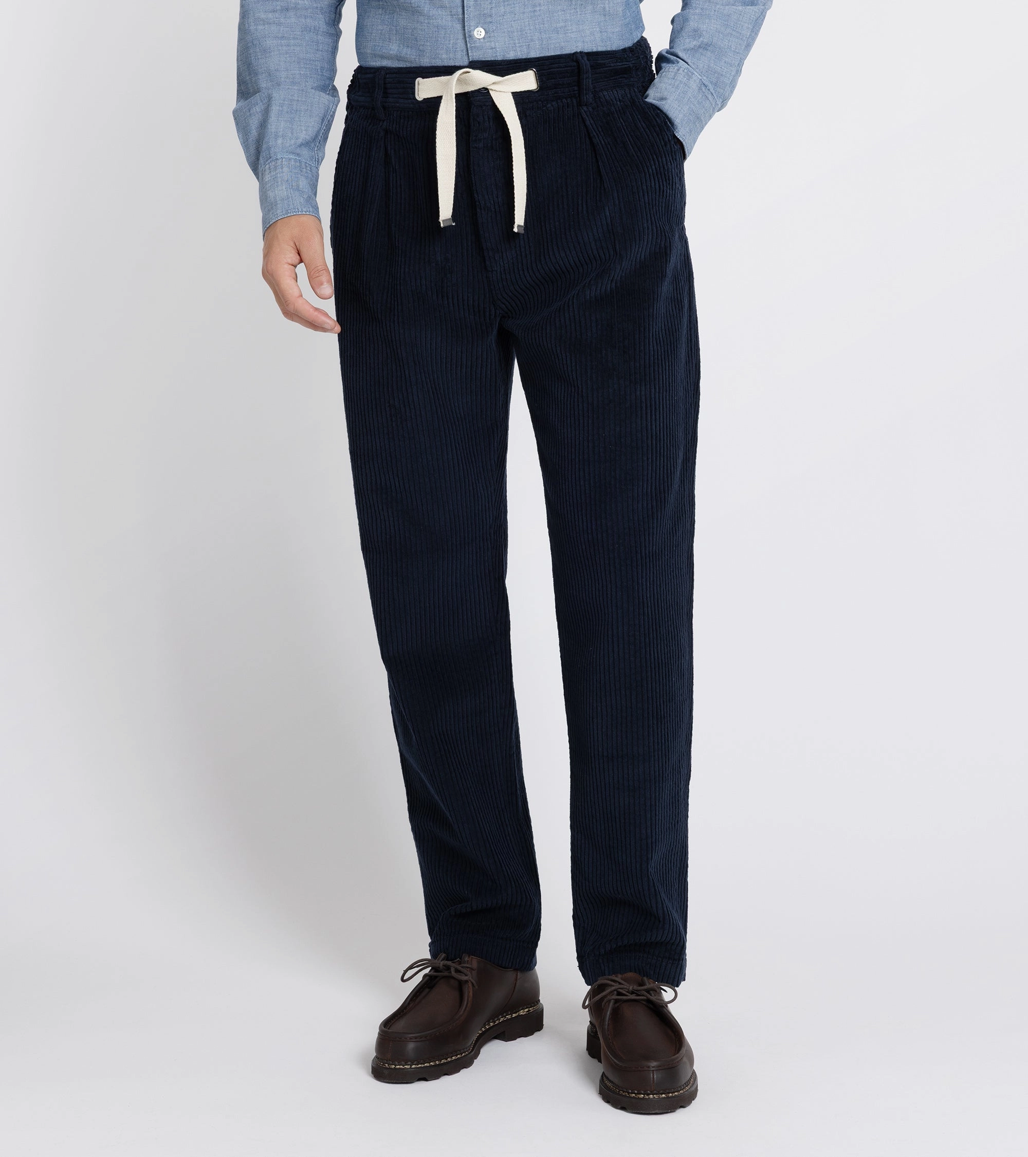 Slim Design Layered Protection East Harbour Surplus Oxnard Wide Cotton Cord Easy Trousers: Navy