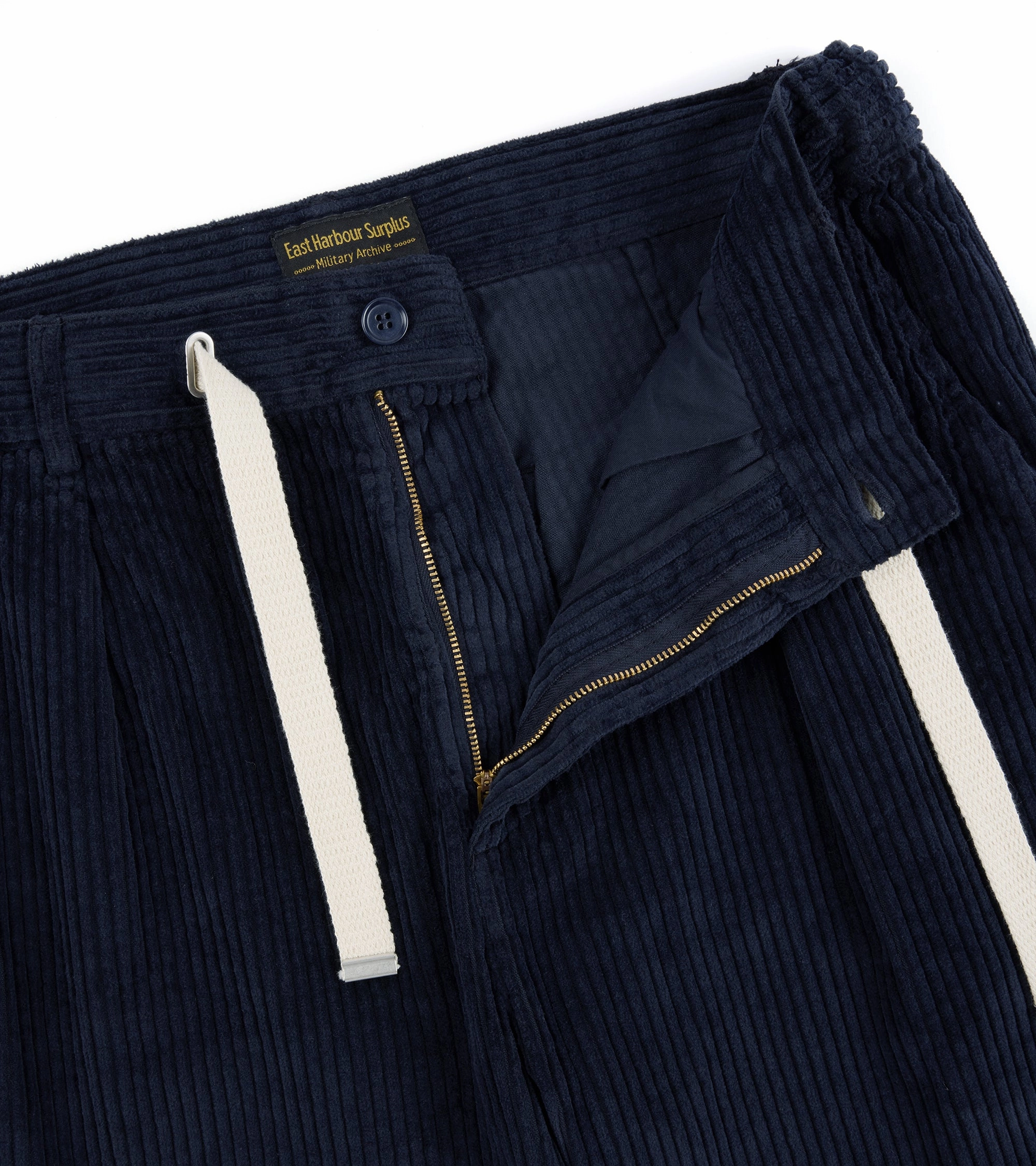 East Harbour Surplus Oxnard Wide Cotton Cord Easy Trousers: Navy Comfy Shape Relaxed Fit Design