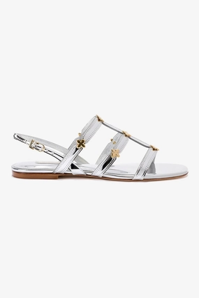 Versatile Looks Arch Relief Harmony Flat Sandal In Silver Specchio