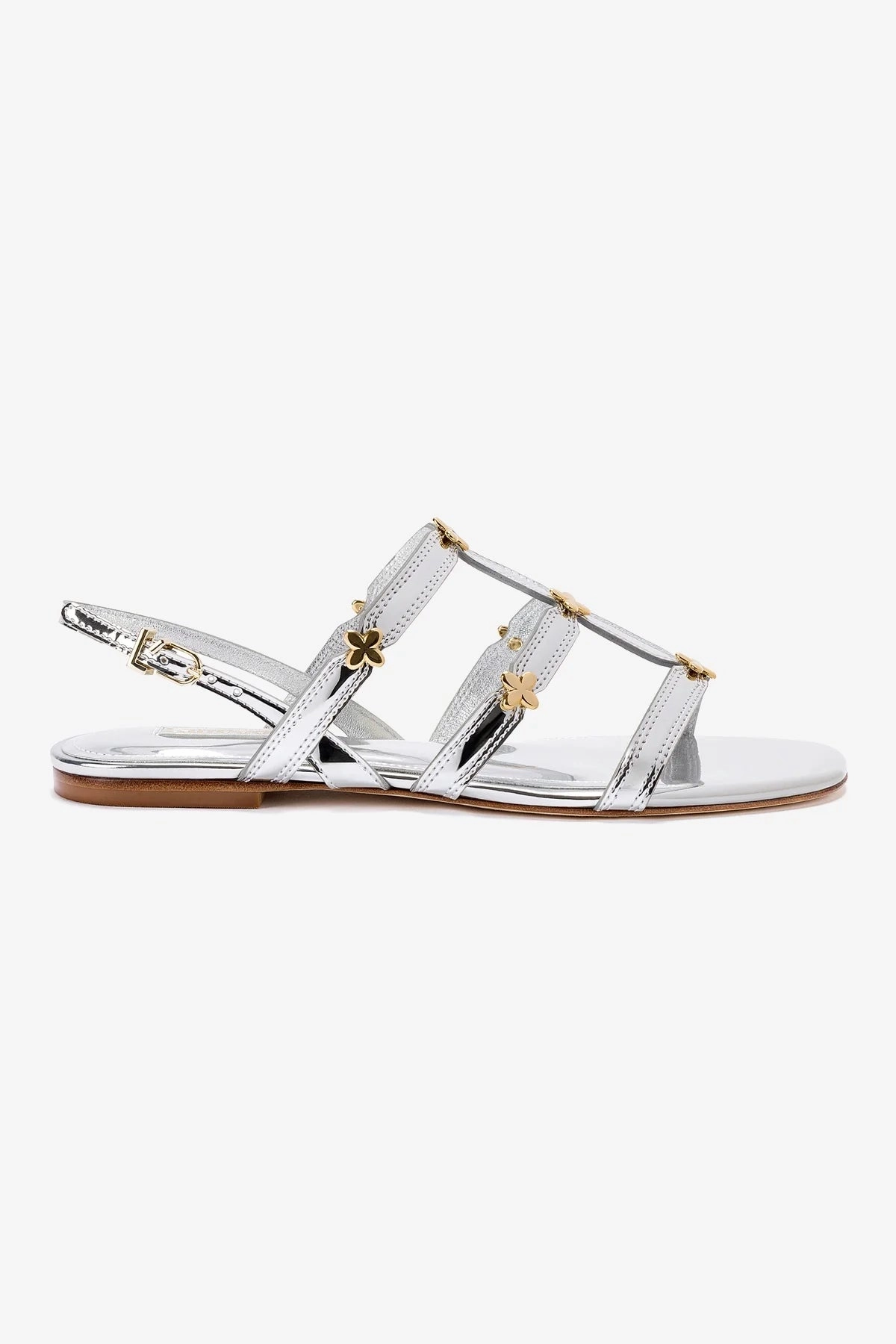 Harmony Flat Sandal In Silver Specchio Yellow Warm Non Irritating Seamless Edges