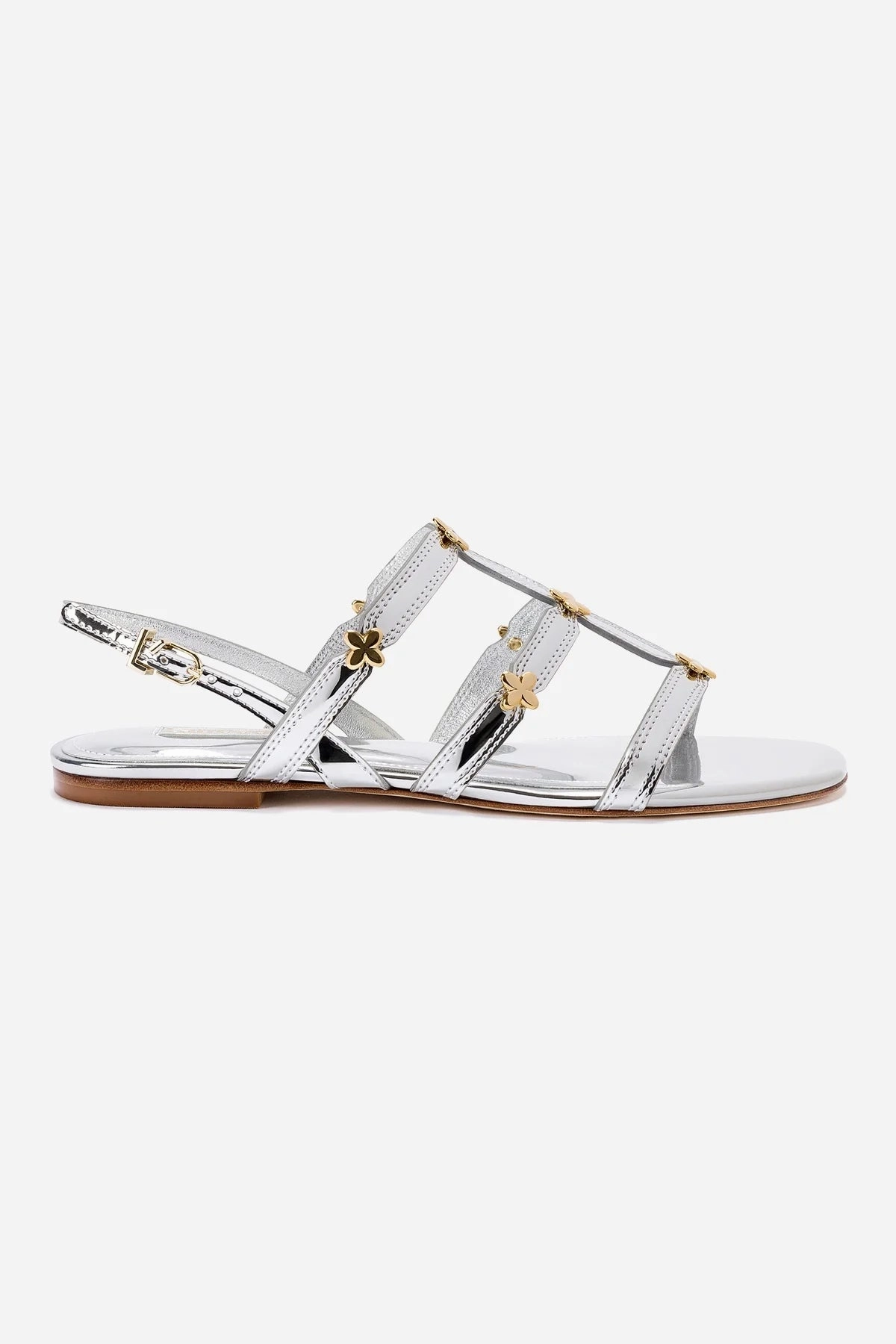 Open Wear Harmony Flat Sandal In Silver Specchio