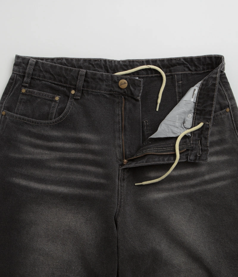 Frayed hem Modular Attachment Butter Goods Wide Cut Jeans - Washed Black
