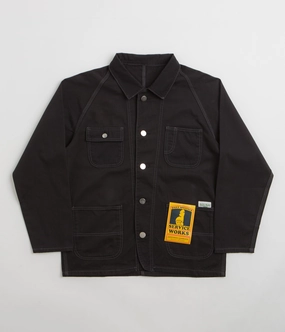 Service Works Drill 2.0 Coverall Jacket - Black Quick Access Closures Easy Care Machine Washable