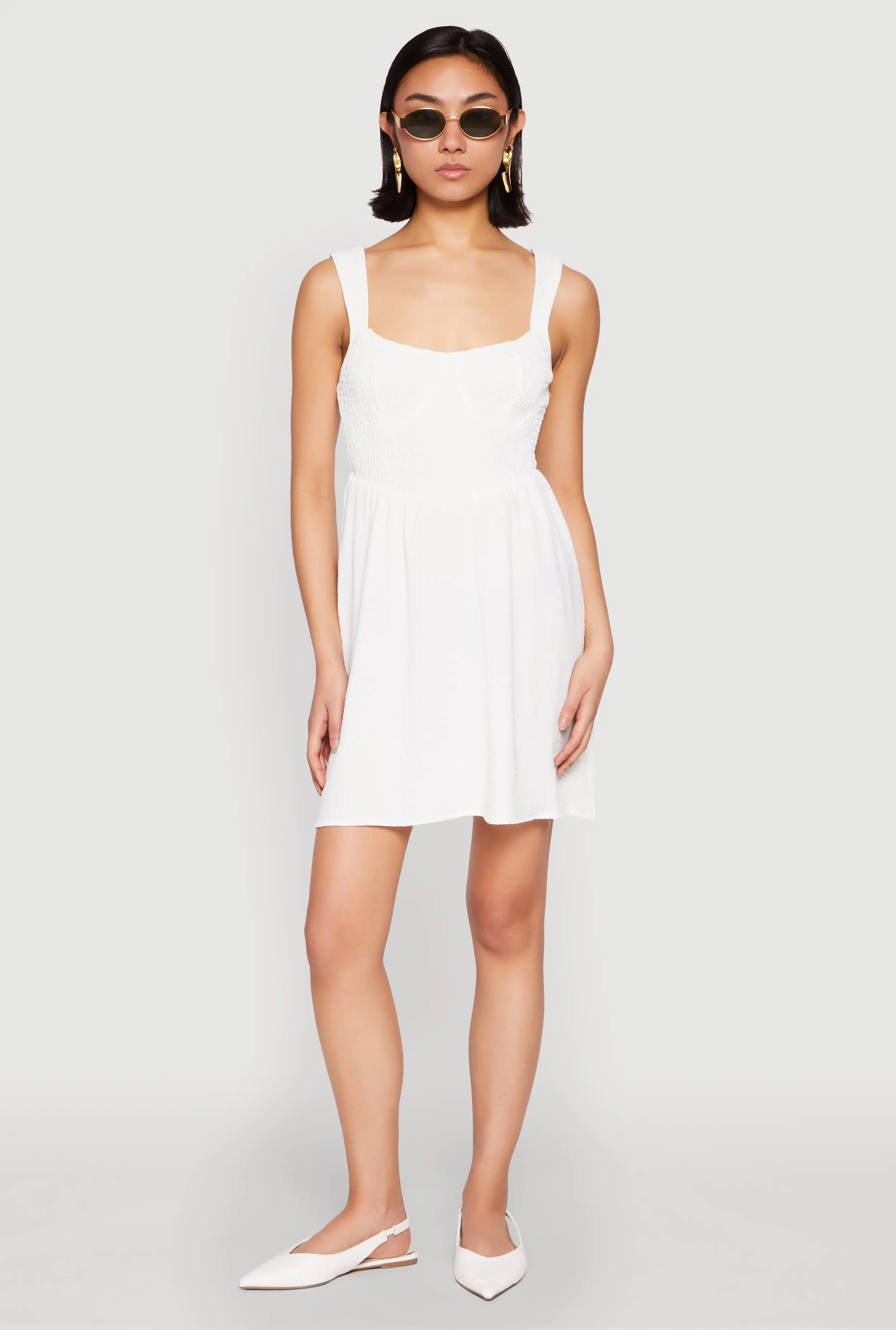 Airy Crepe Knit Bustier Skater Dress Autumn Mood