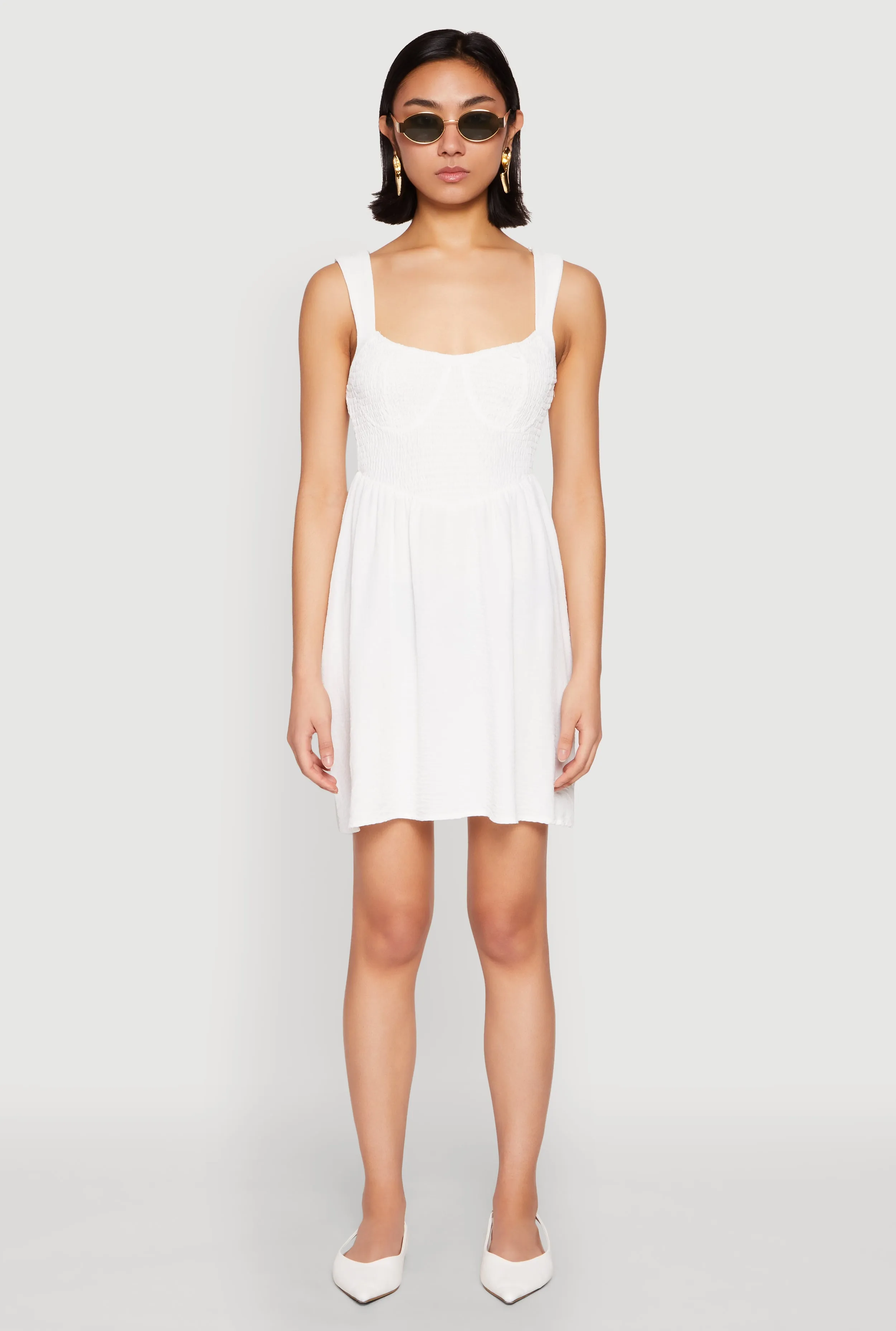 Airy Crepe Knit Bustier Skater Dress Relaxed-fit gown