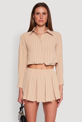 Airy Cropped Striped Shirt Yoga enthusiast