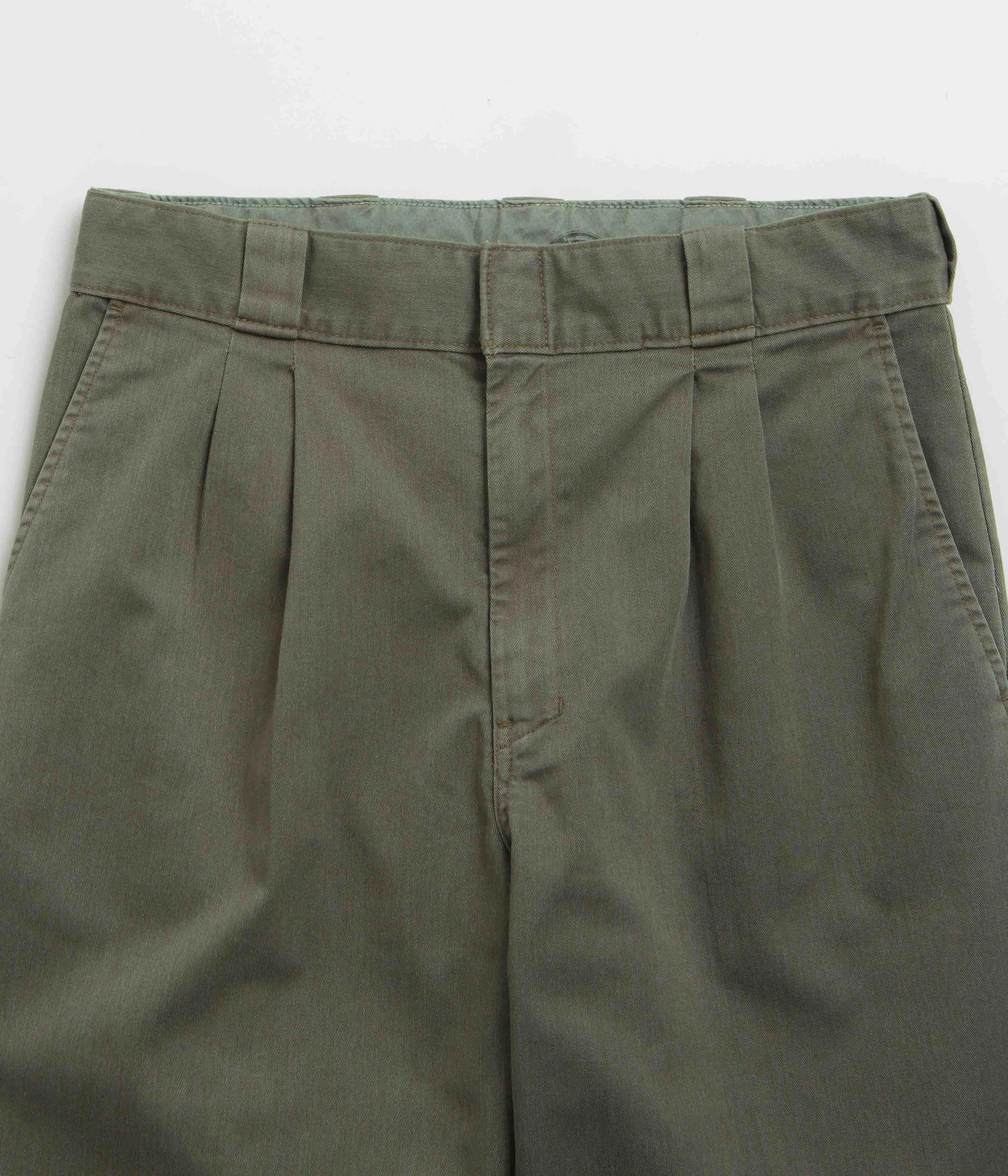 Dickies Unionville Pleated Work Pants - Military Green Stylish Waistband