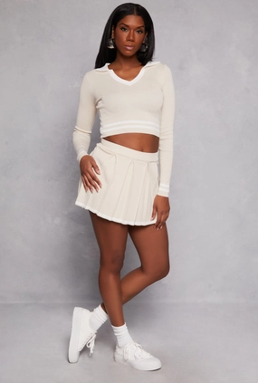 Daisy Contrast Trim Pleated Skirt Chill Mood
