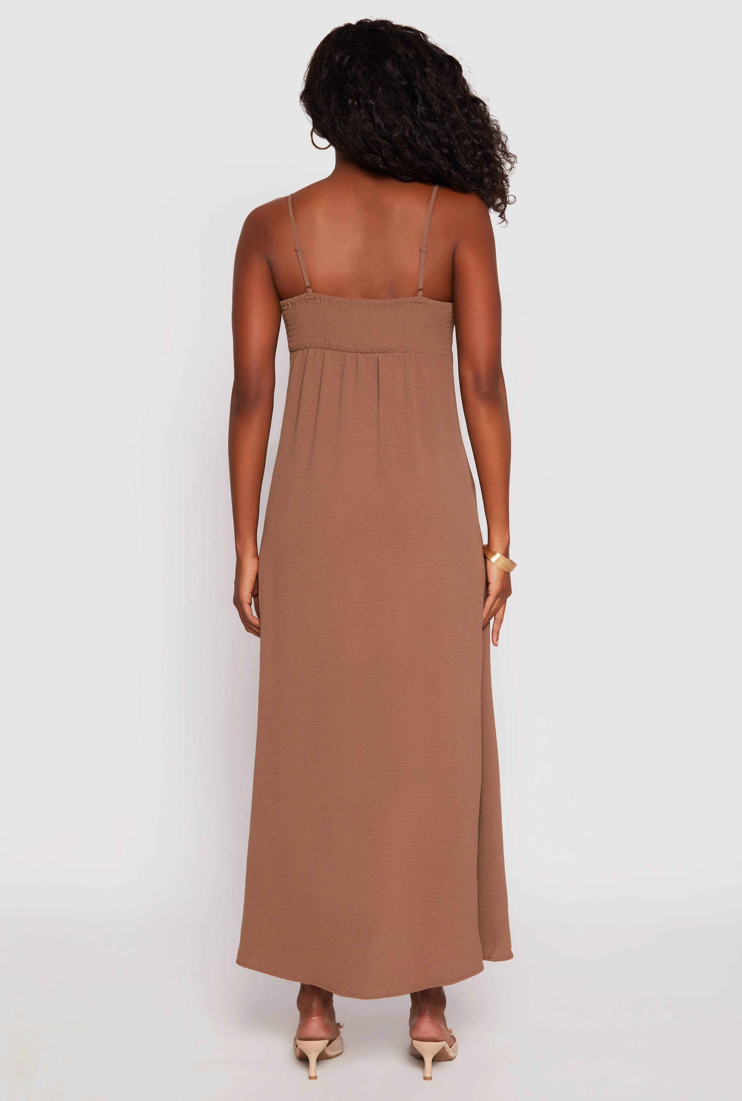 Airy Side Slit Maxi Dress Natural Light Modern Wear