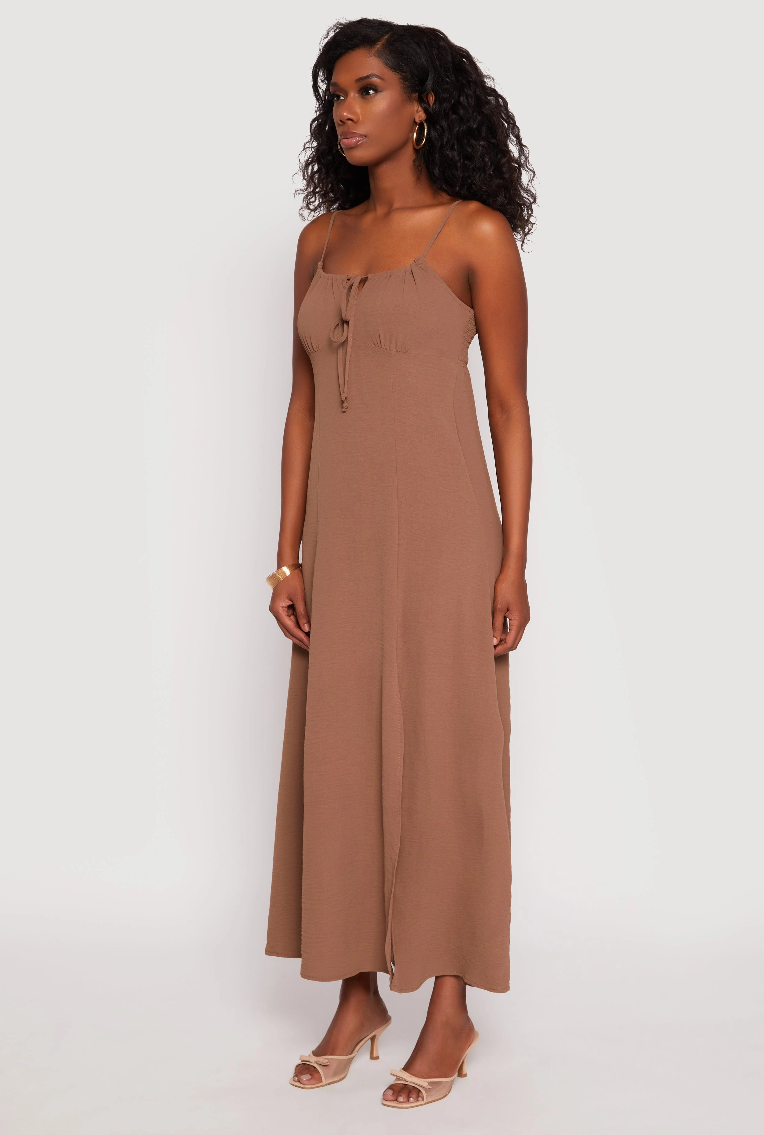 Airy Side Slit Maxi Dress Artistic Edge Feminine Details