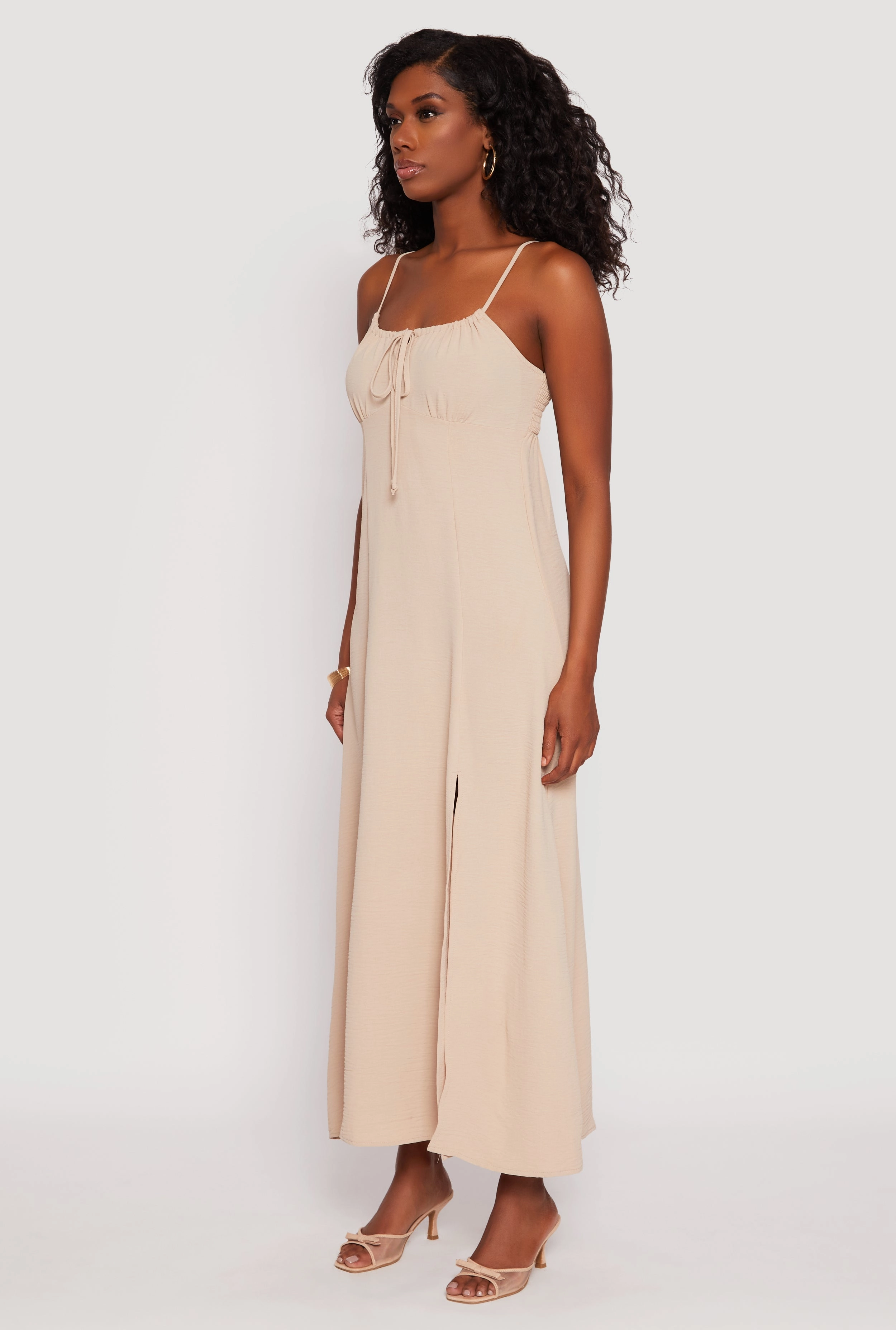 Easy Draping Airy Side Slit Maxi Dress