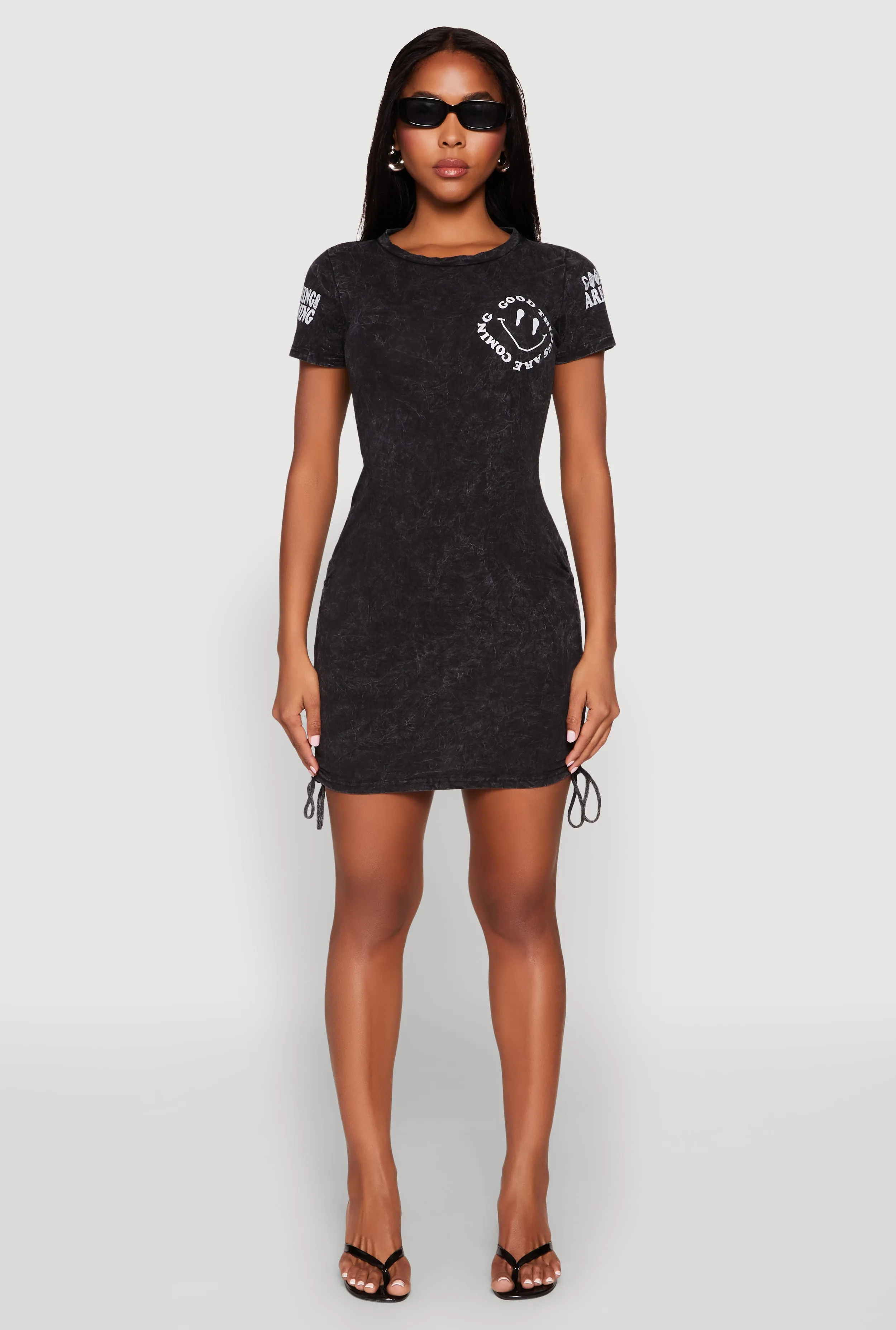 Balanced Shape breathable fabric dress Mineral Wash Good Things Are Coming T Shirt Dress