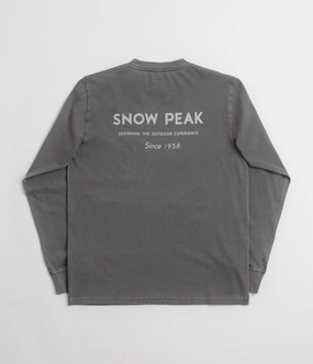 Fashion Must-Have Versatile Outfit Snow Peak Garment Dyed Long Sleeve T-Shirt - Charcoal