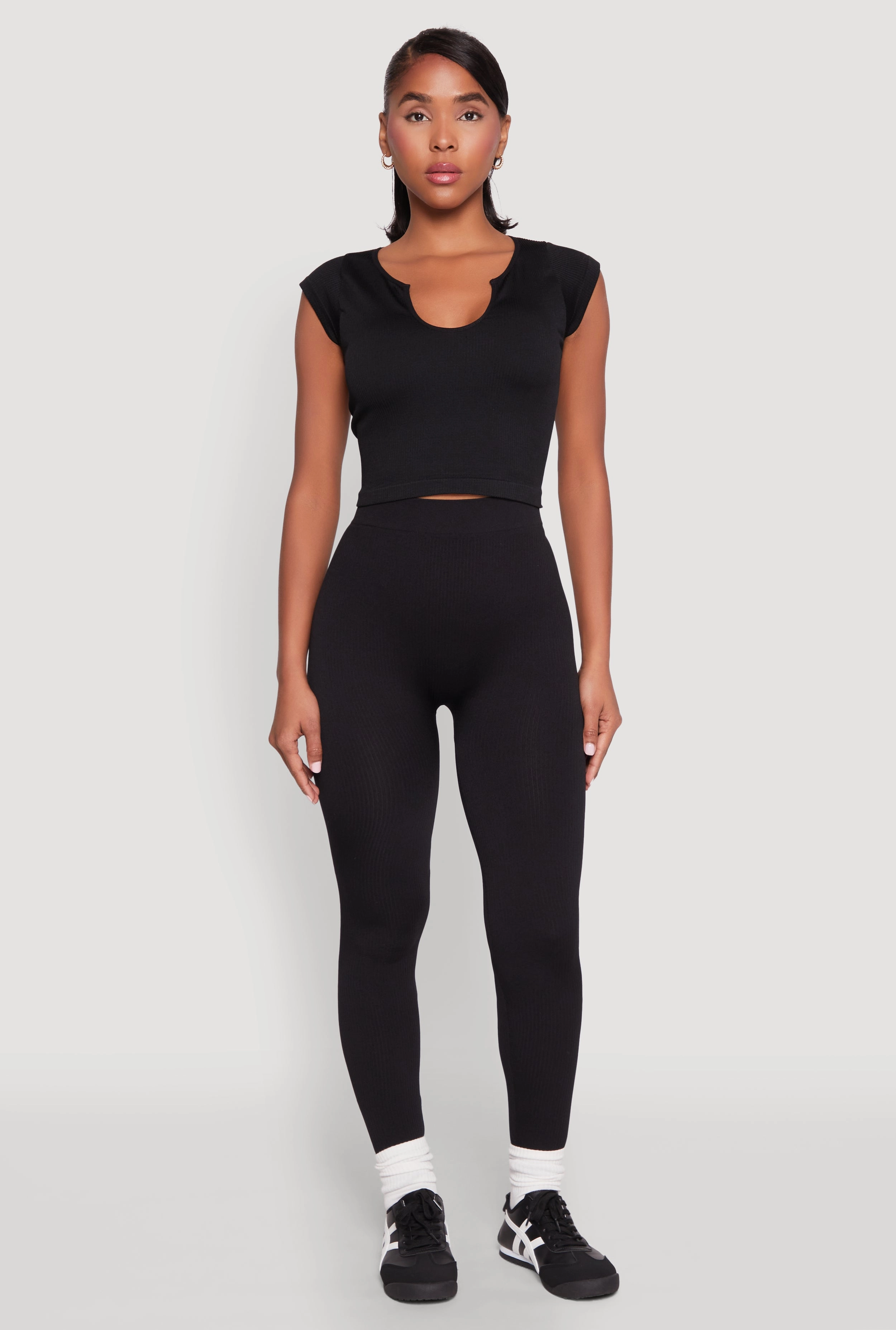 Seamless Design Fitness Training Wrinkle Resistant Outdoor Lover High Waisted Rib Knit Leggings