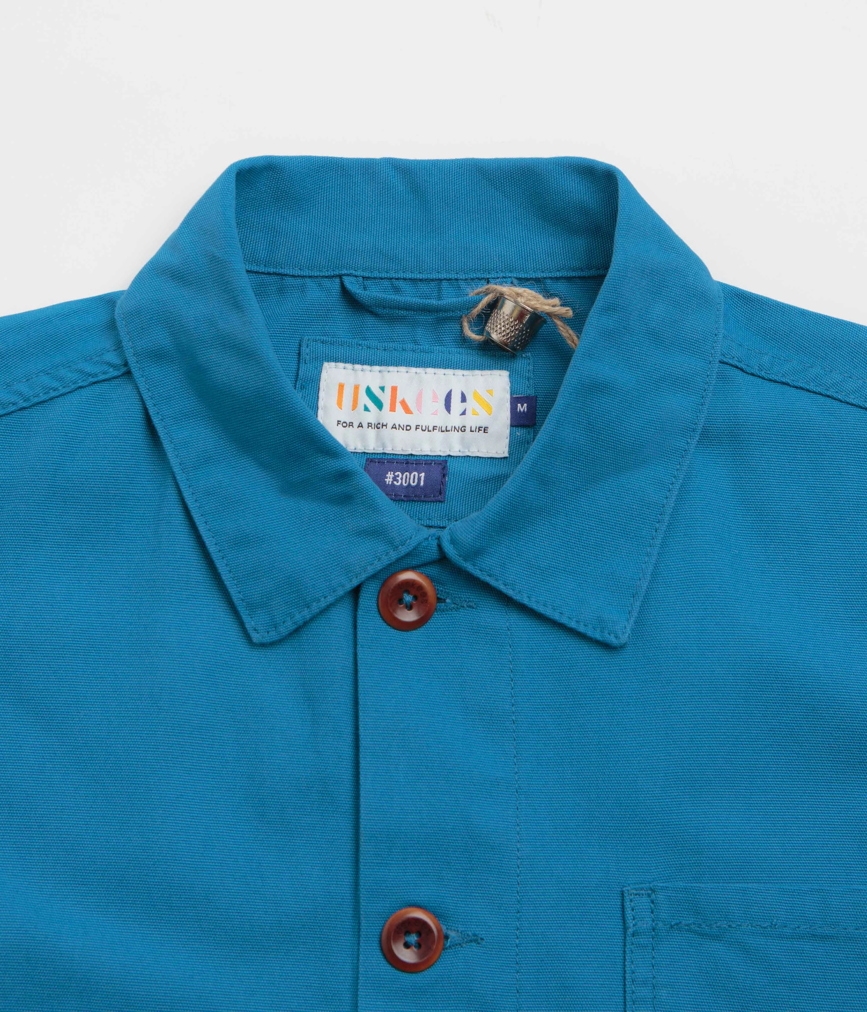 Old Style Reflective Trim Uskees 3001 Buttoned Overshirt - Bright Blue
