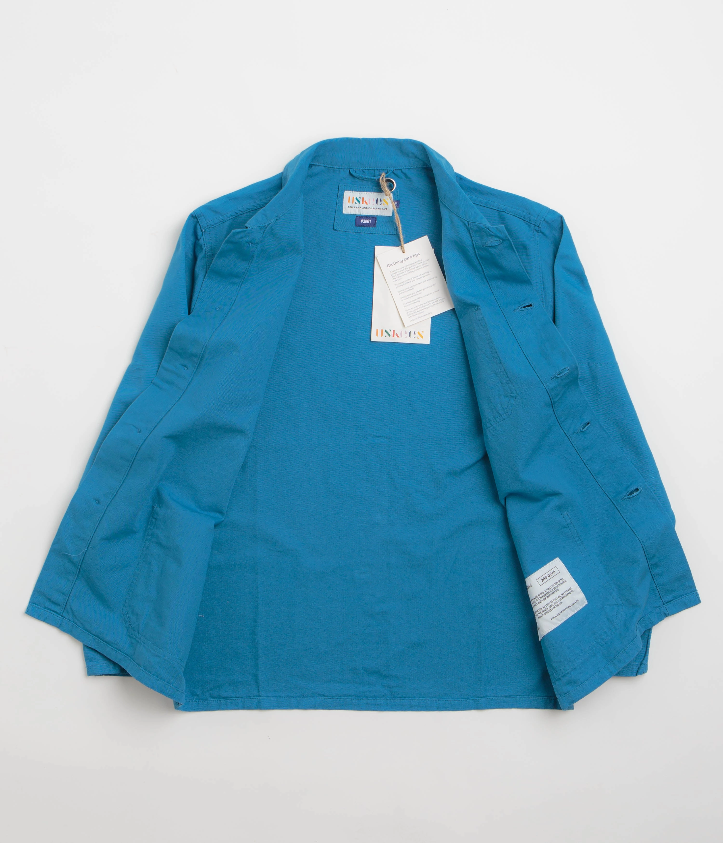 ShrinkResistantFabric Uskees 3001 Buttoned Overshirt - Bright Blue