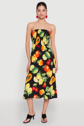 Almost Famous Assorted Fruit Smocked Dress Polished Cut