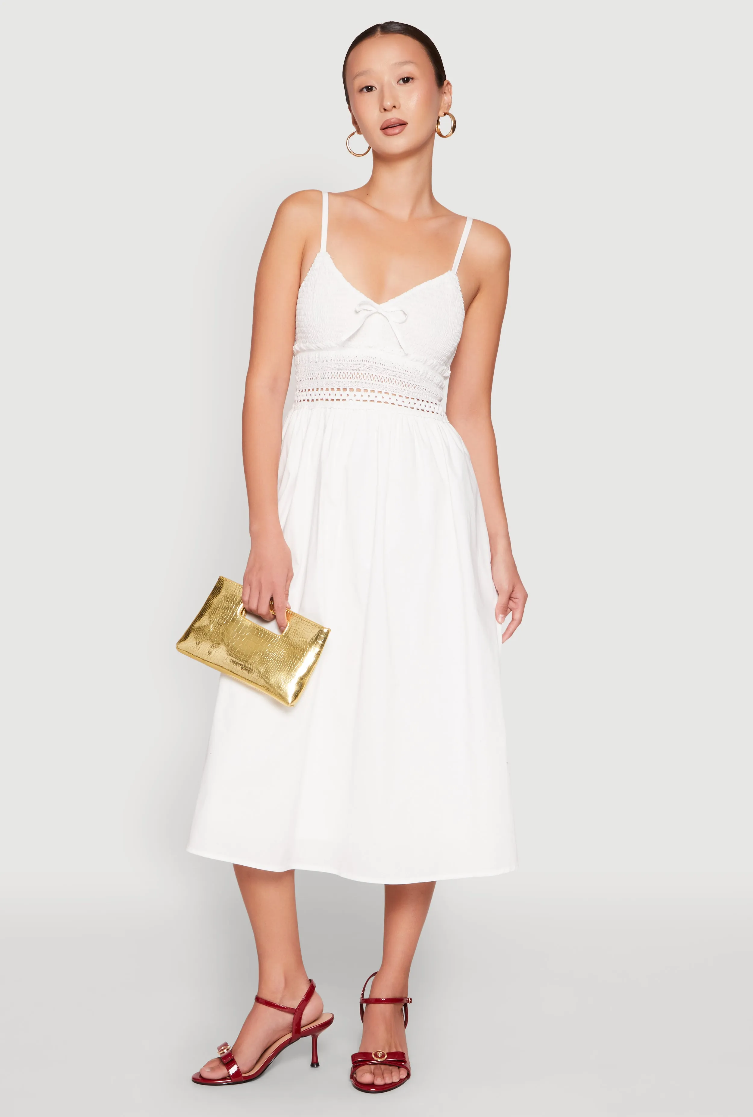 Casual Essential Almost Famous Crochet Empire Waist Midi Dress