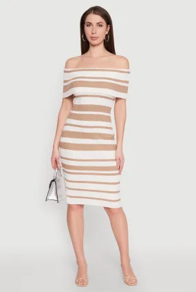 Almost Famous Off the Shoulder Striped Dress QuickDryTechnology Texture Softness