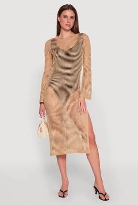 wrap waist Almost Famous Crochet Side Slit Maxi Dress
