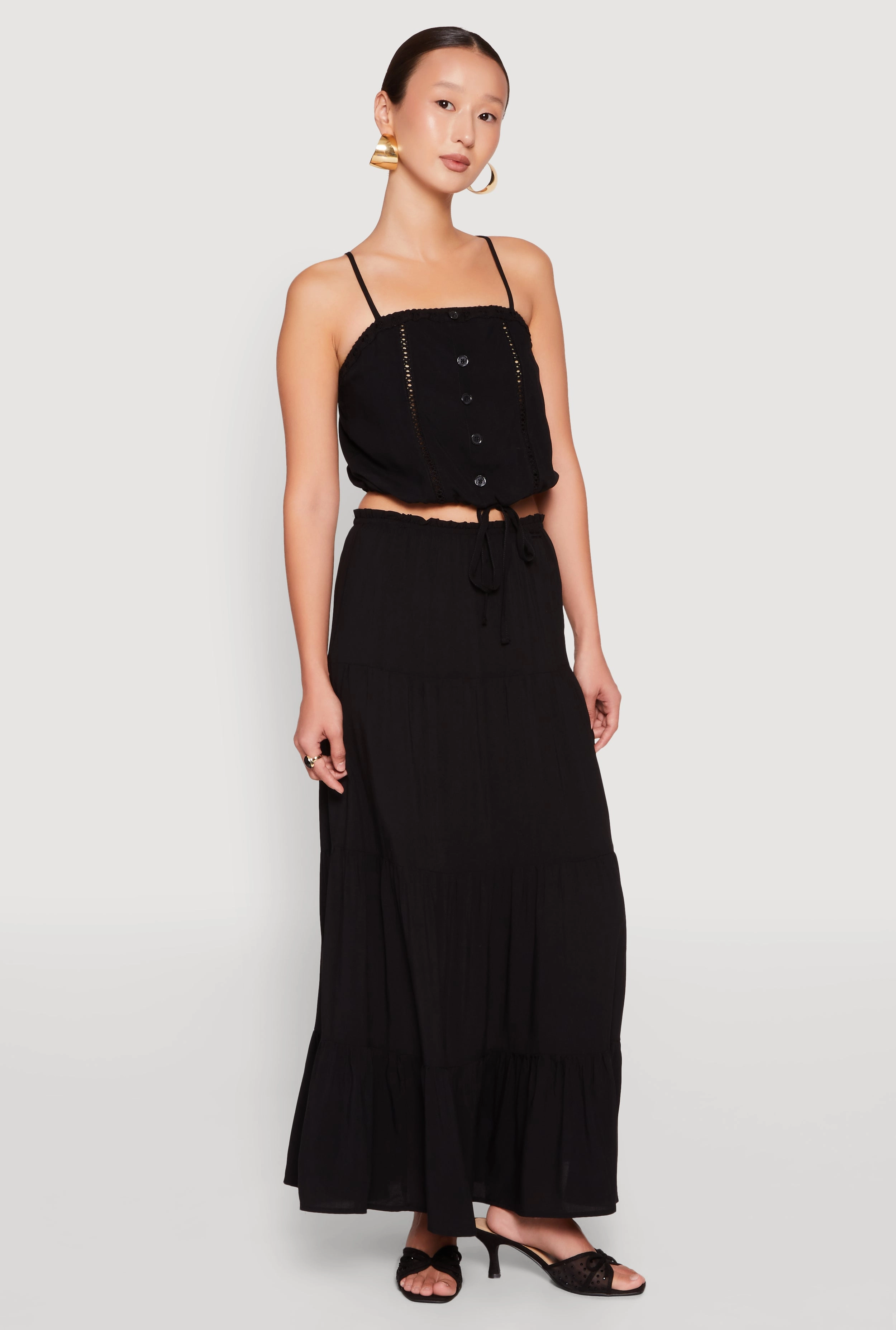 Outfit Mix Almost Famous High Waist Tiered Skirt