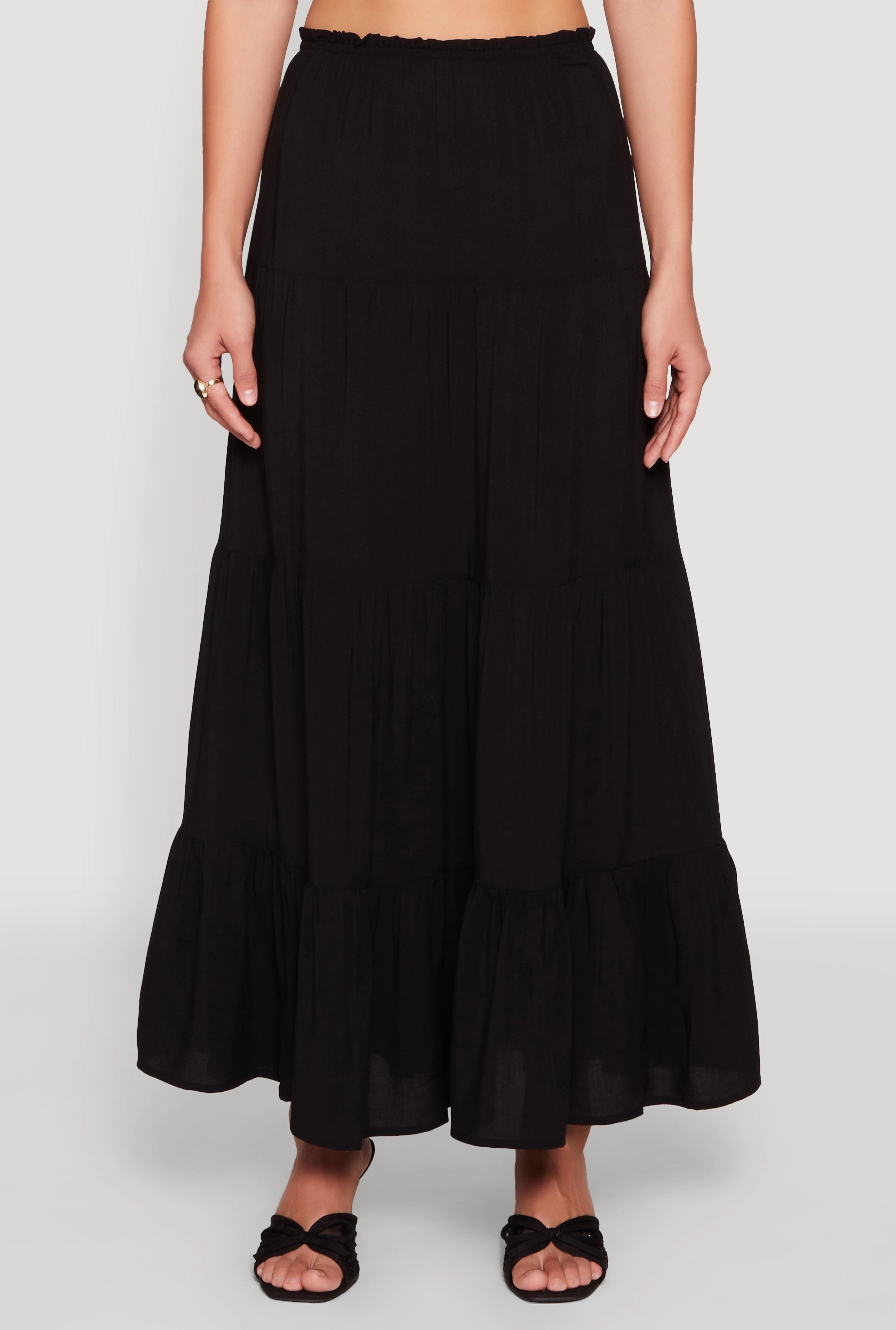 ruffle trim Almost Famous High Waist Tiered Skirt