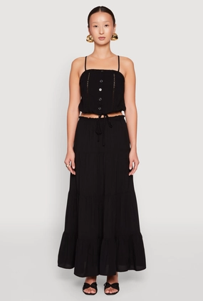 All Day Layer Combo Almost Famous High Waist Tiered Skirt