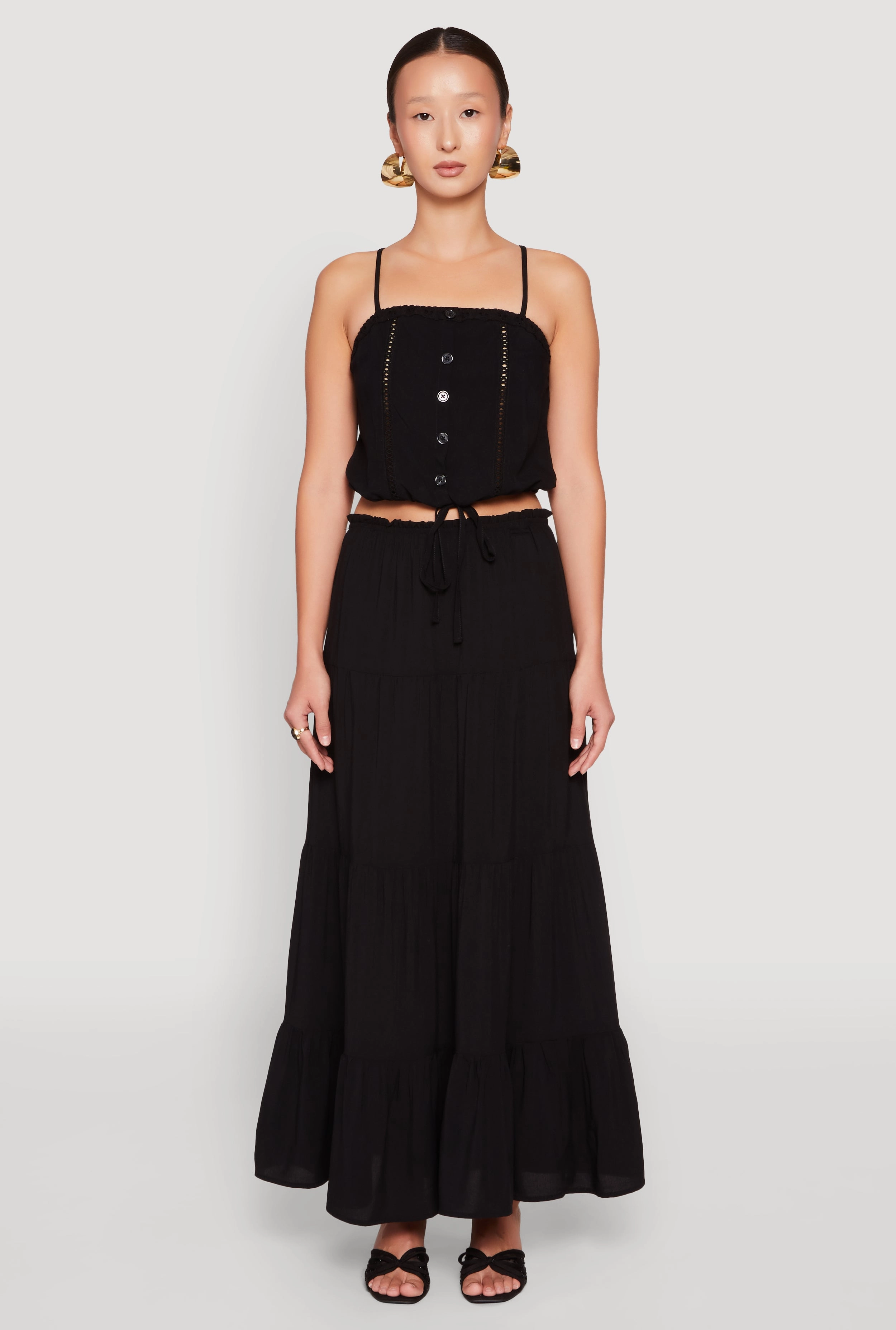All Day Layer Combo Almost Famous High Waist Tiered Skirt
