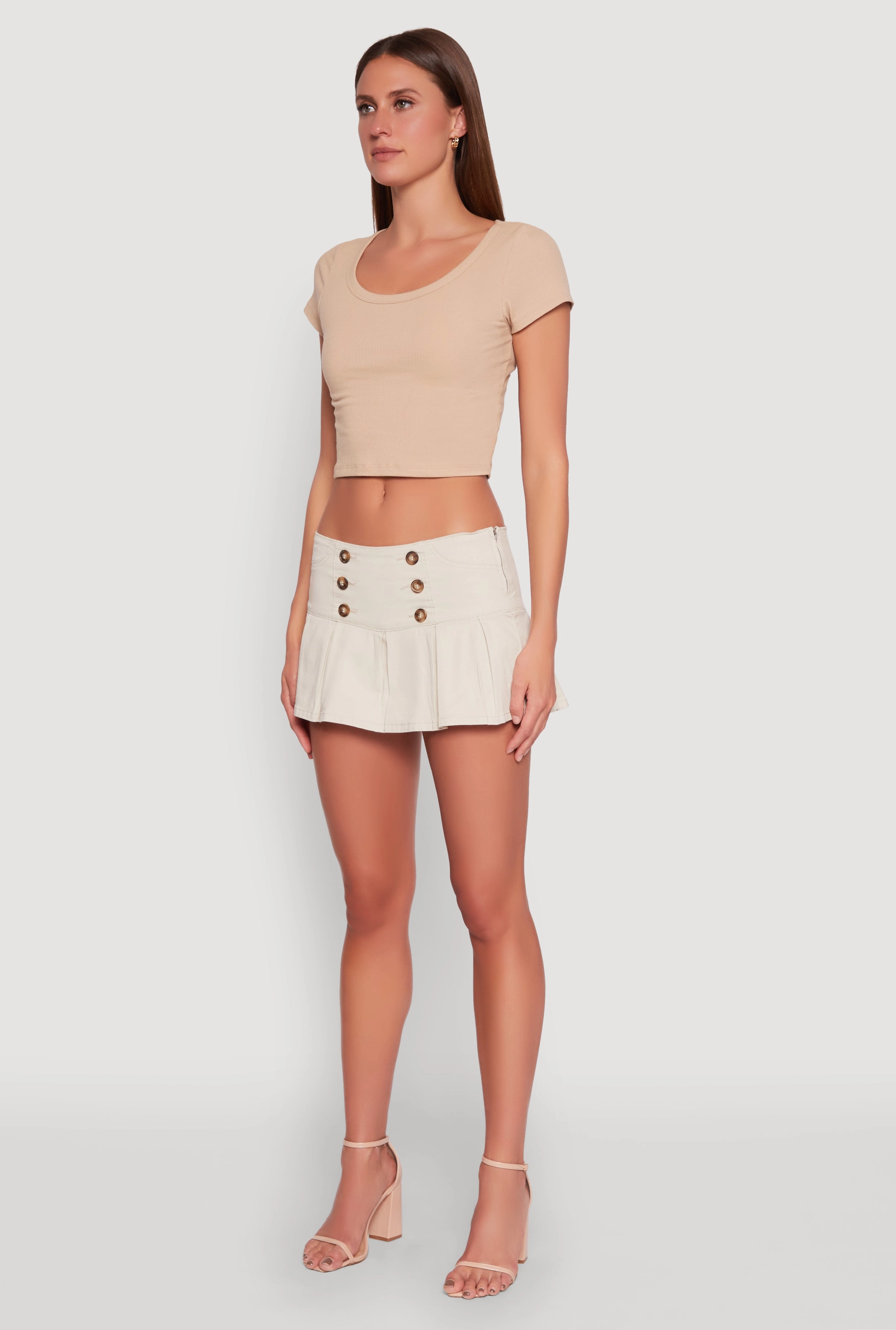 Almost Famous Side Zip Pleated Sailor Skort Chafe Resistant