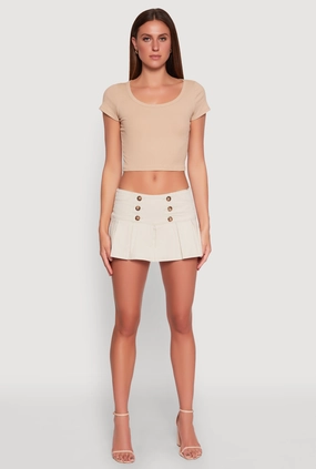 Almost Famous Side Zip Pleated Sailor Skort Simple Layers