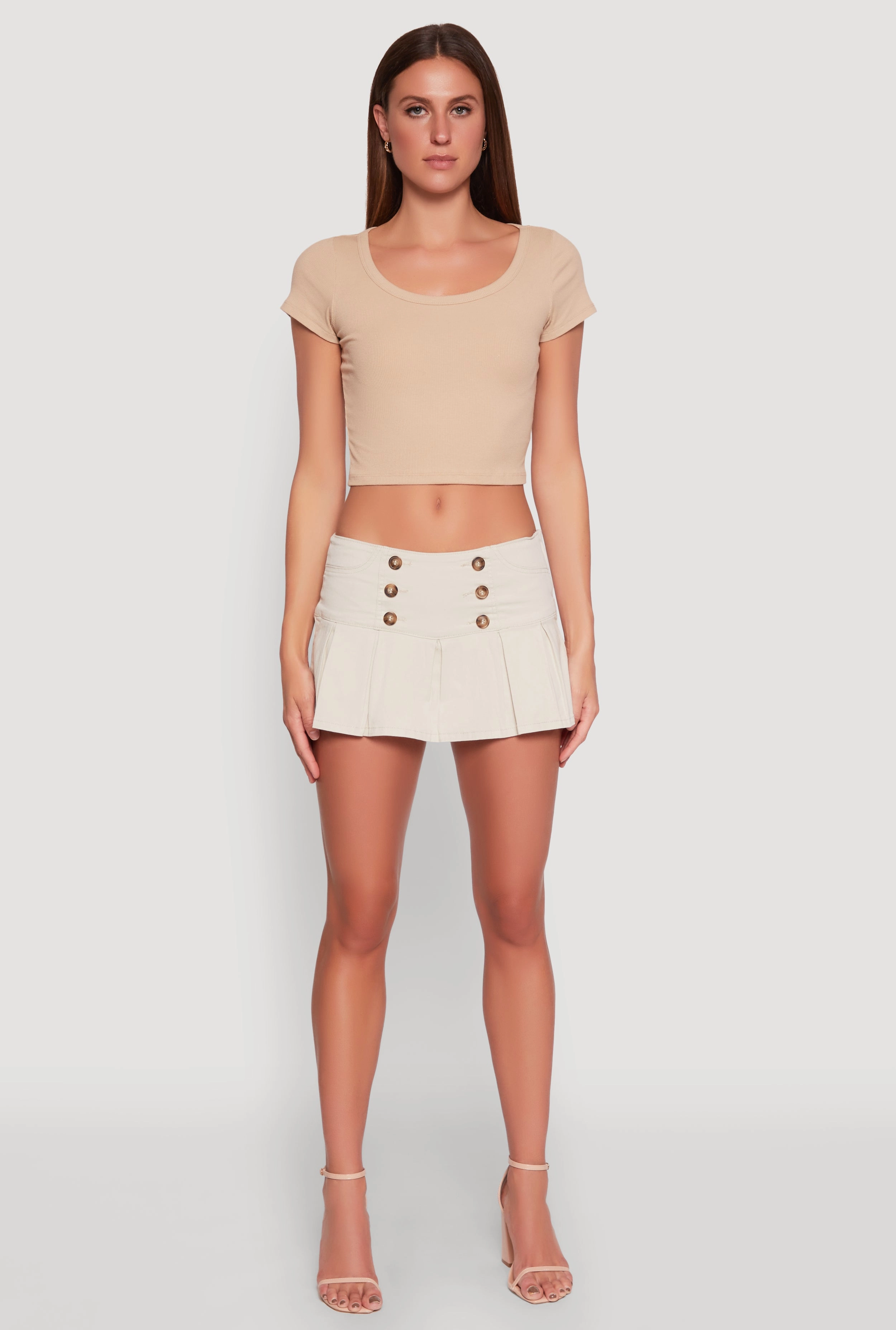 Almost Famous Side Zip Pleated Sailor Skort Simple Layers