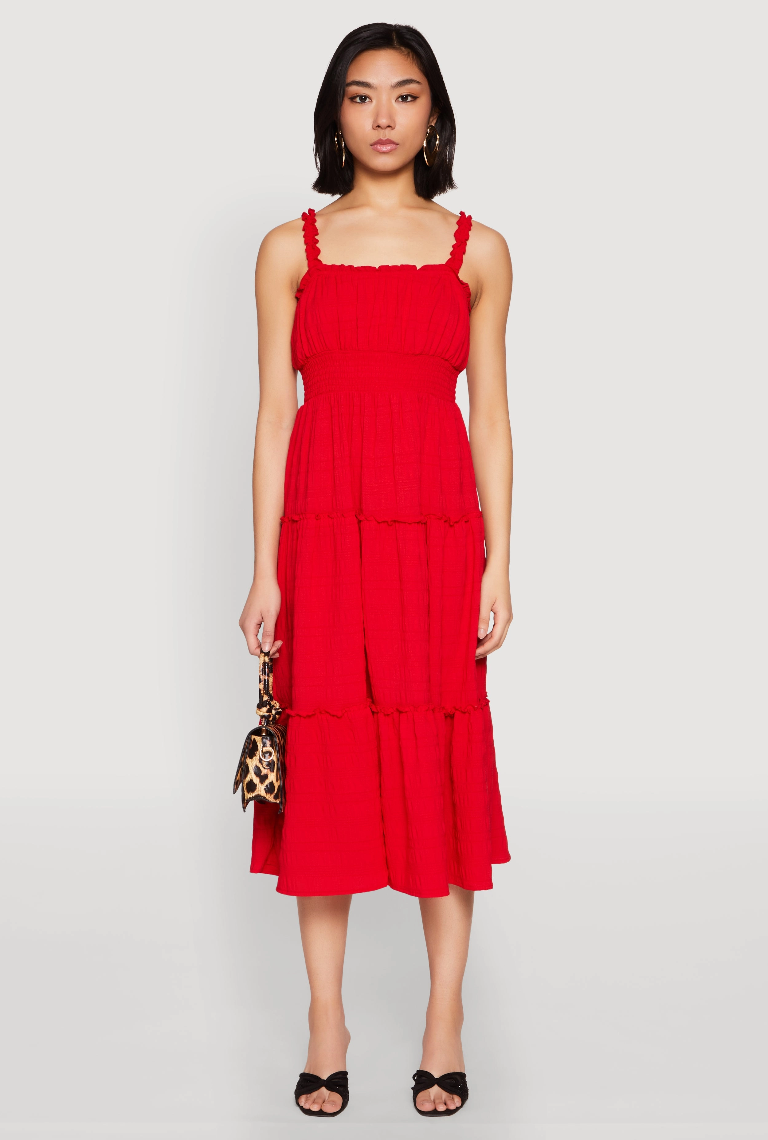 Almost Famous Smocked Empire Waist Tiered Dress Simple Flow