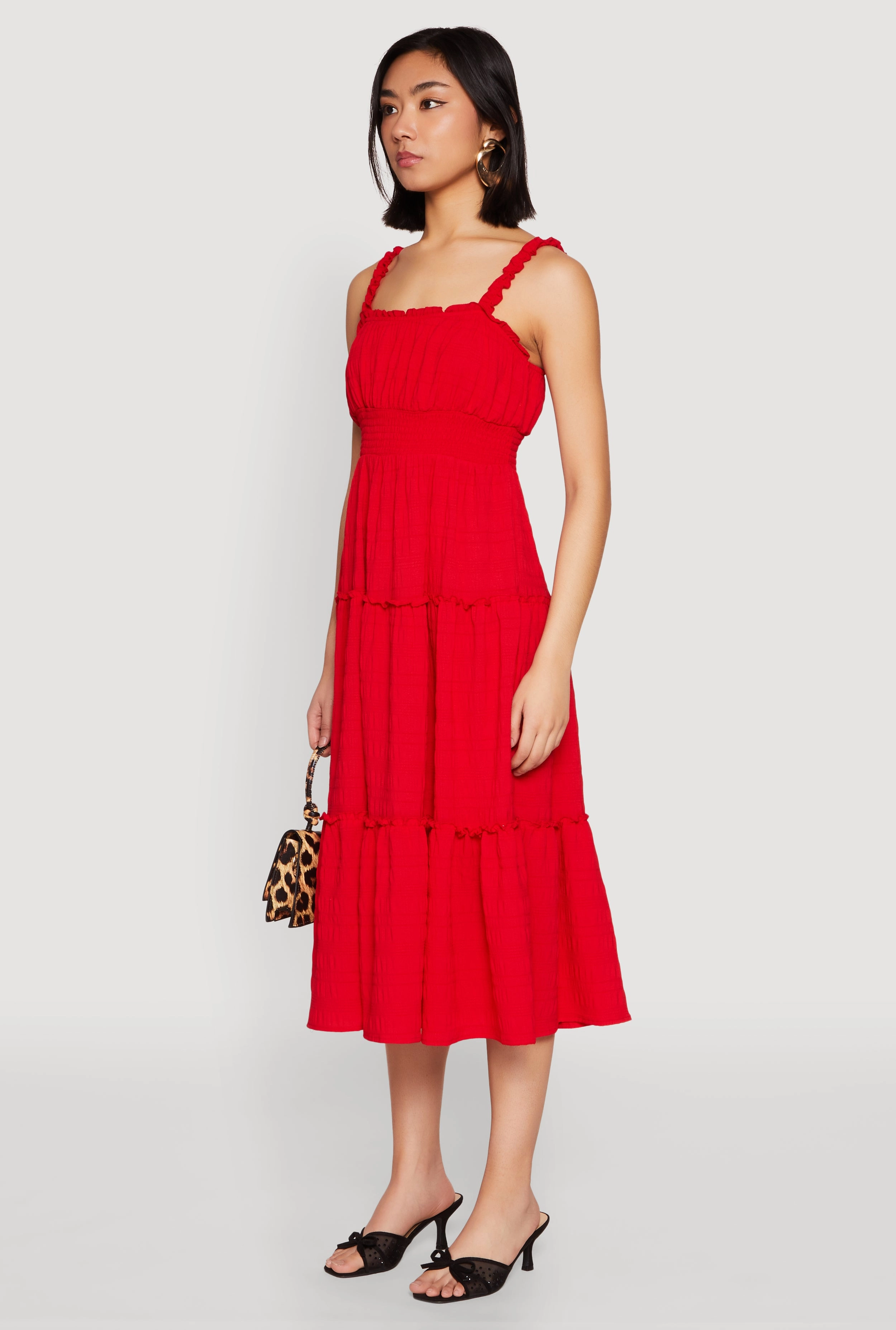 Romantic-Detail Almost Famous Smocked Empire Waist Tiered Dress