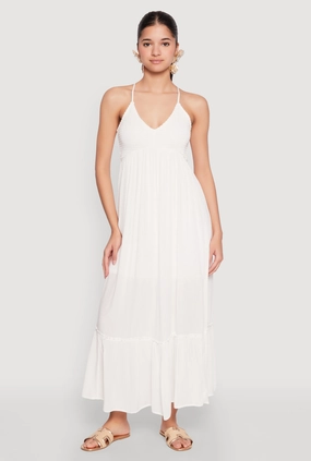 Almost Famous Smocked O Ring Tiered Maxi Dress Photo Glow Villa Mood