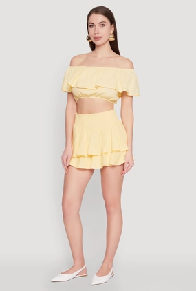 Almost Famous Smocked Waist Tiered Mini Skirt Outfit Essence Style Staple