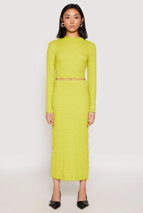 Earth Tones Almost Famous Textured Knit Back Slit Skirt