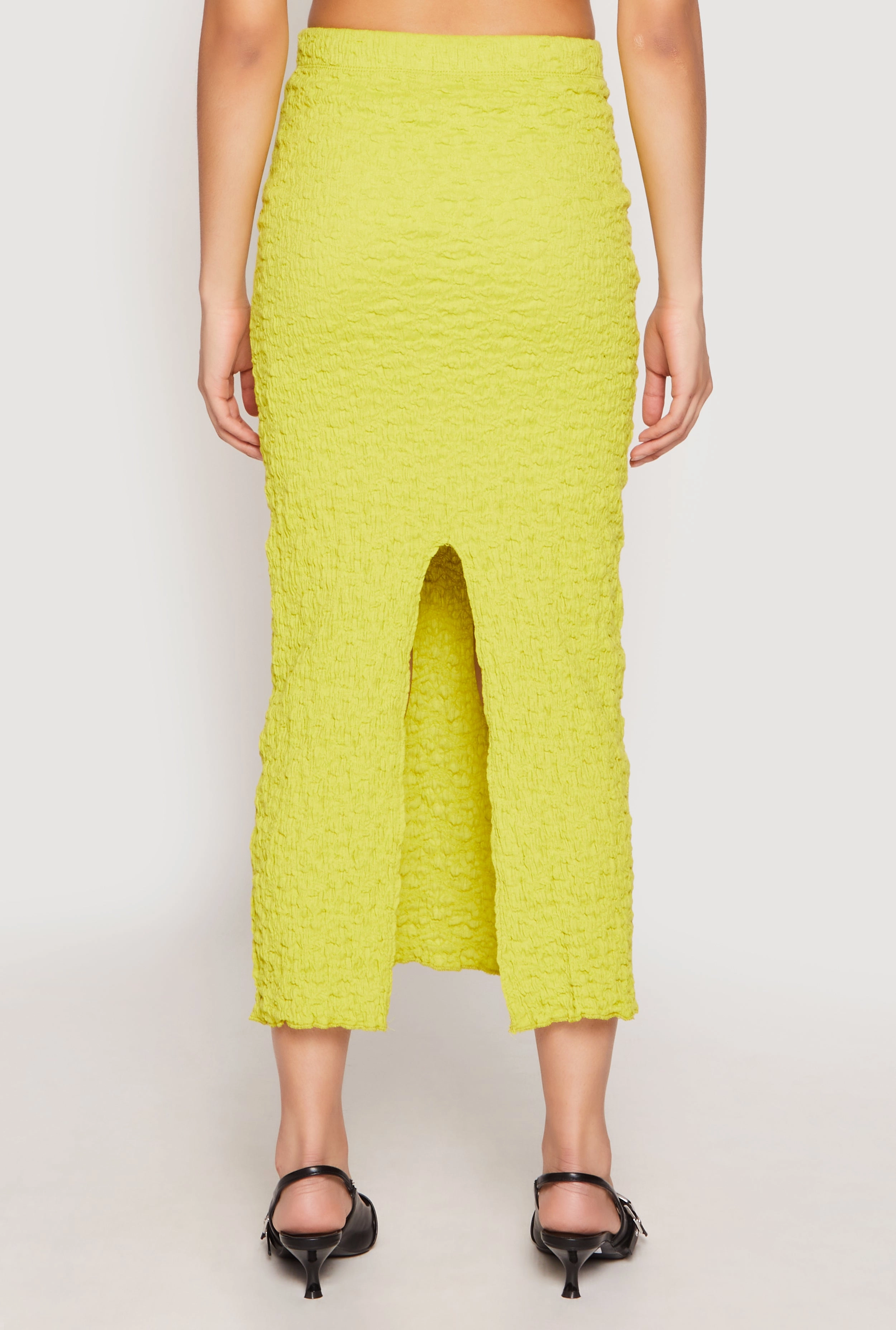 Comfy Fit Multi Purpose Almost Famous Textured Knit Back Slit Skirt