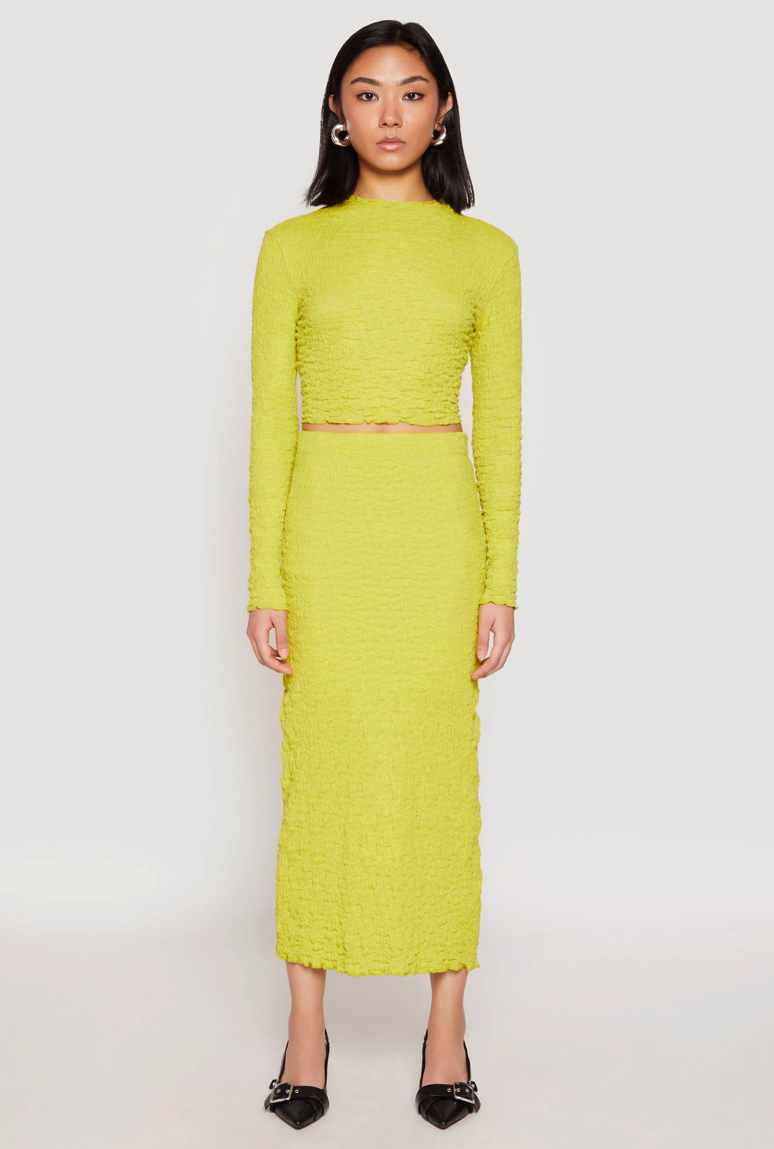 Earth Tones Almost Famous Textured Knit Back Slit Skirt