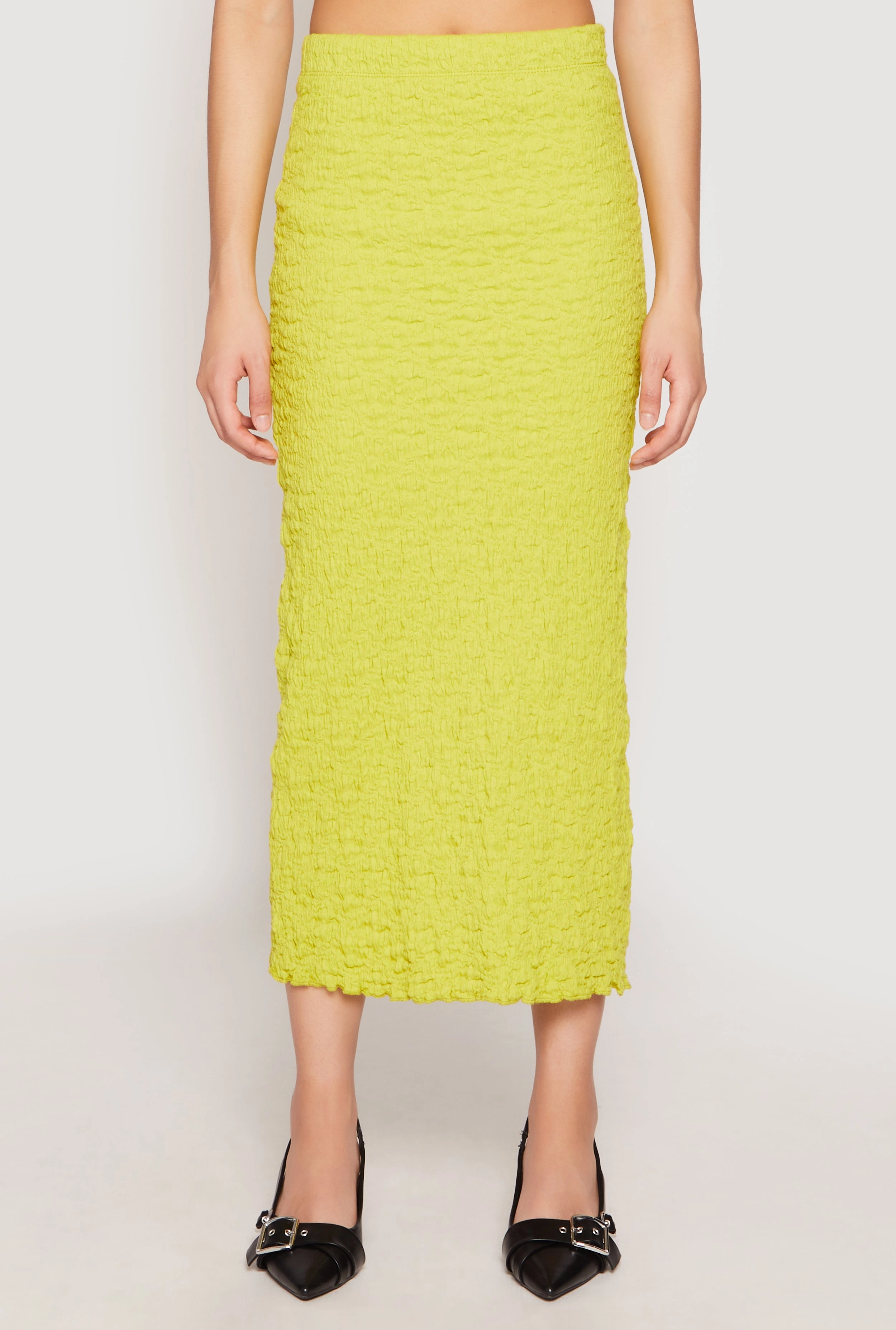 Almost Famous Textured Knit Back Slit Skirt Street Ready Comfort Waistline